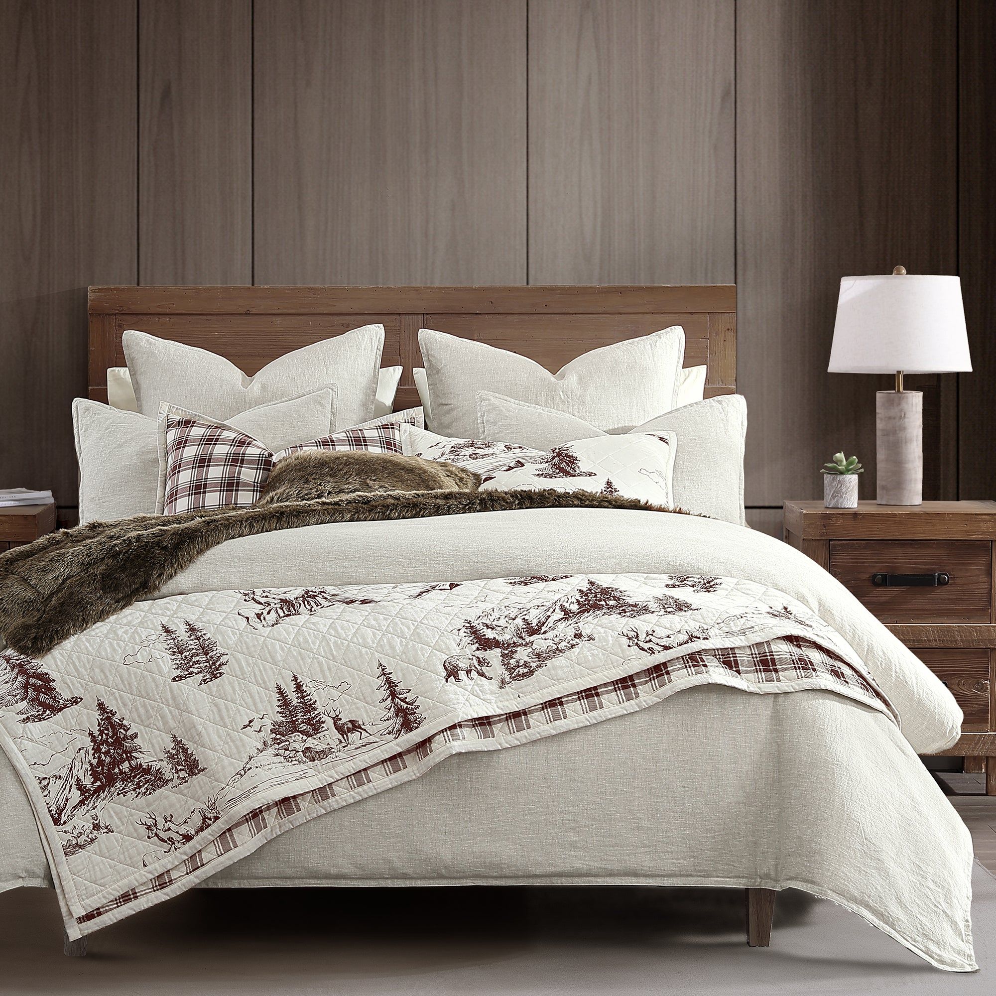 White Pine - King Reversible Quilt Set (Set of 3) - White