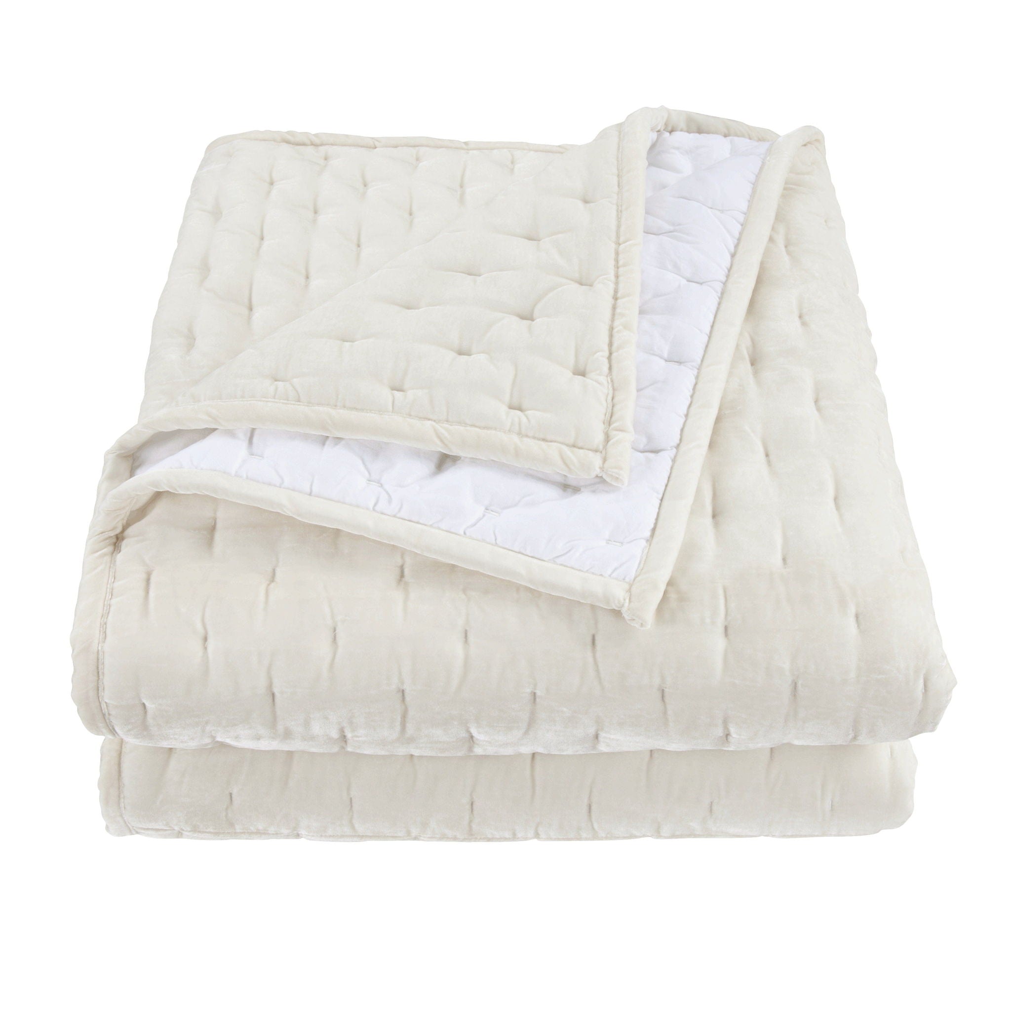 Stella - Full/Queen Faux Silk Velvet Pintuck Quilt - Stone