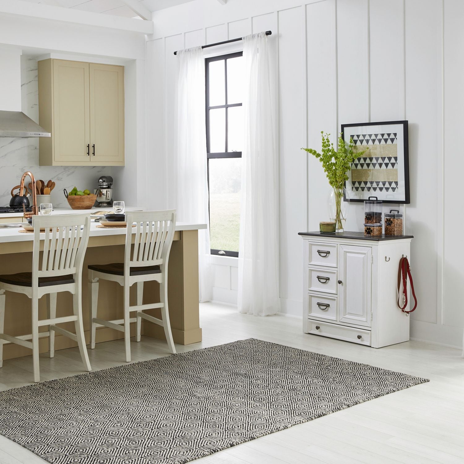 Allyson Park - Pet Feeder - Wirebrushed White / Charcoal