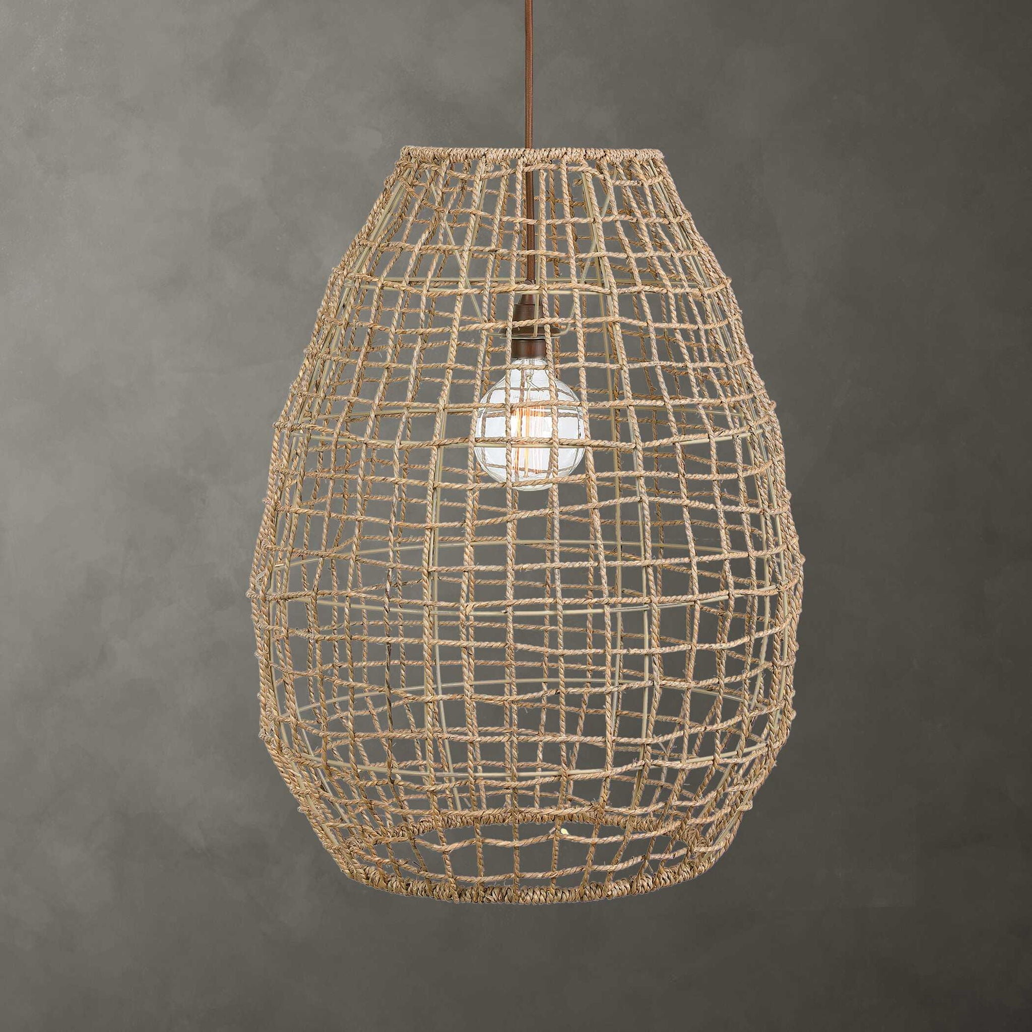 Cross - Weave 1 Light Pendant - Beige
