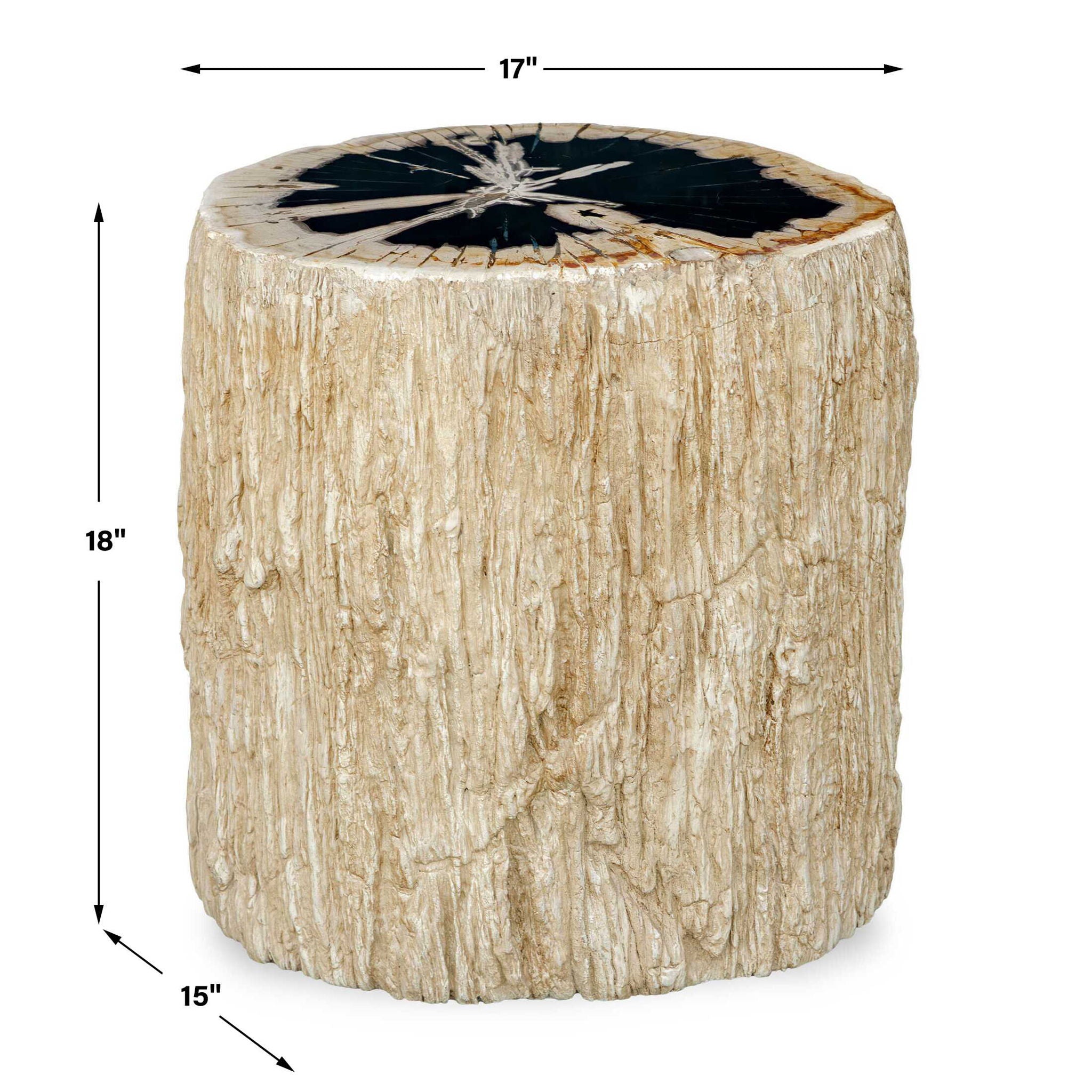 Arco - Petrified Wood Top Accent Table - Black / White