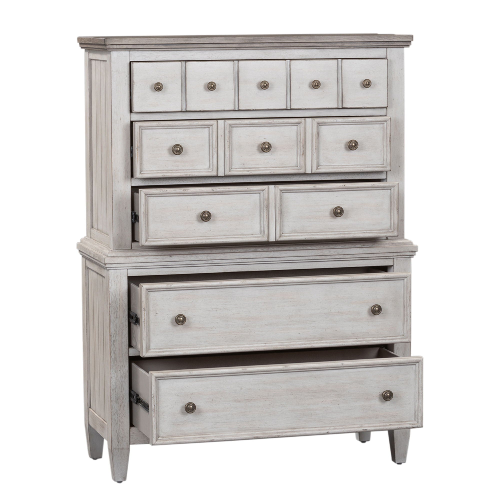 Heartland - 5 Drawer Chest - Antique White / Tobacco Tops