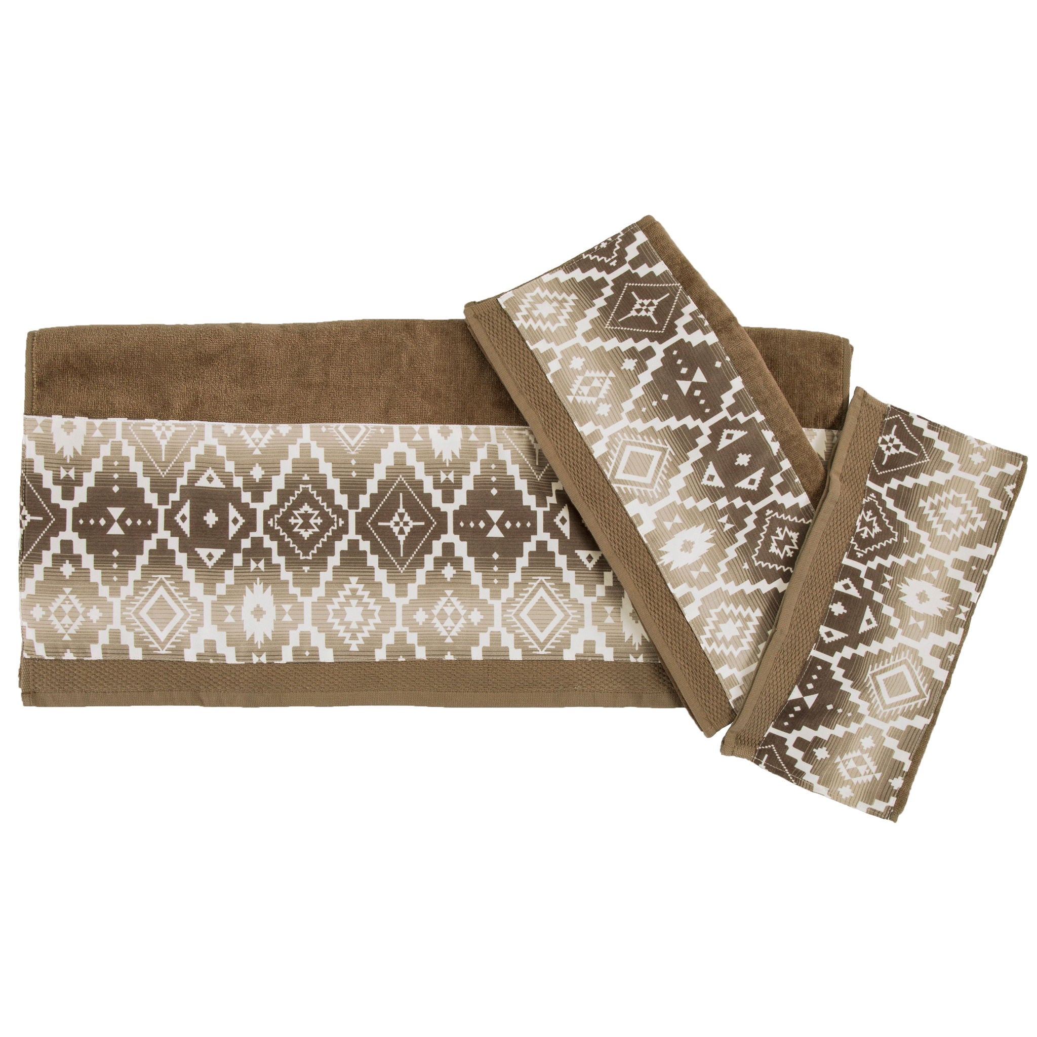 Chalet - Aztec Towel Set (Set of 3), 2 Per Carton - Mocha