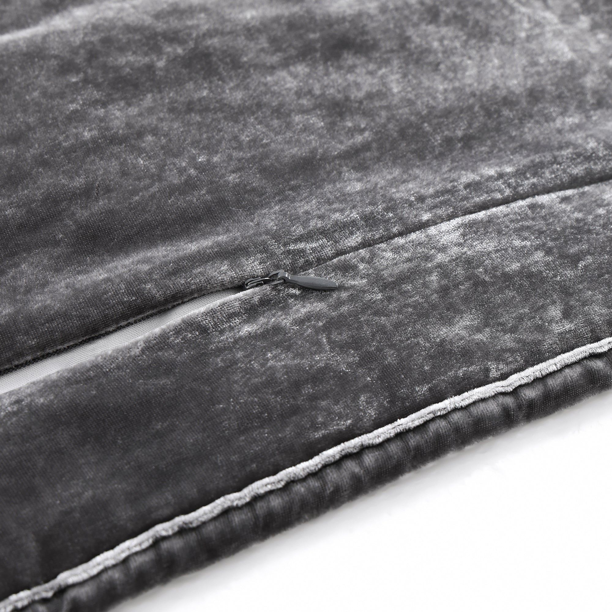 Stella - Full/Queen Faux Silk Velvet Double Box Stitch Quilt Set (Set of 3) - Slate