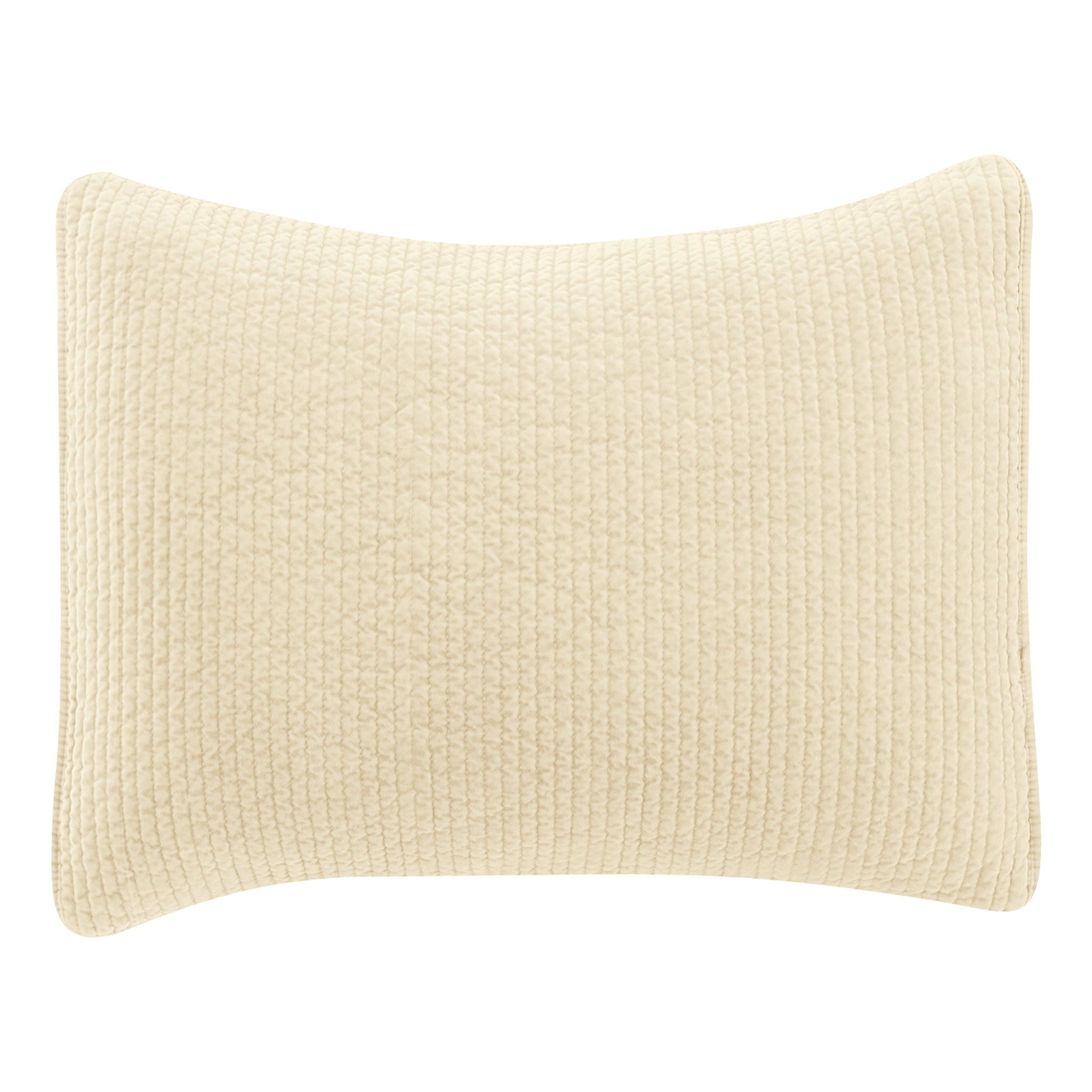 Stonewashed Cotton Velvet - 21" x 34" Quilted Pillow Sham - Light Tan