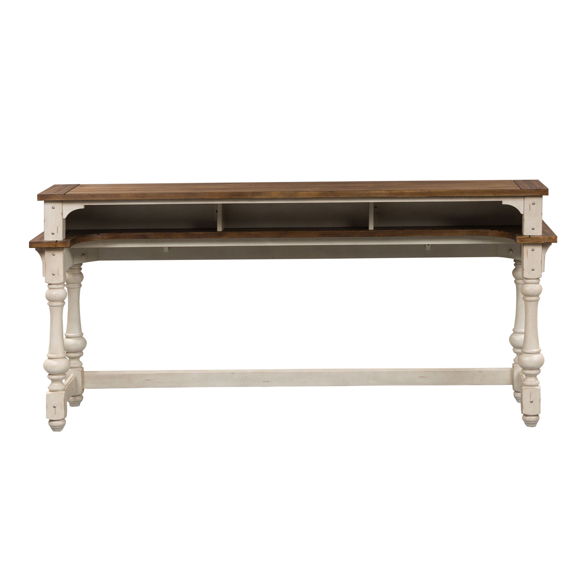 Morgan Creek - Console Bar Table - Antique White / Wirebrushed Tobacco Accents