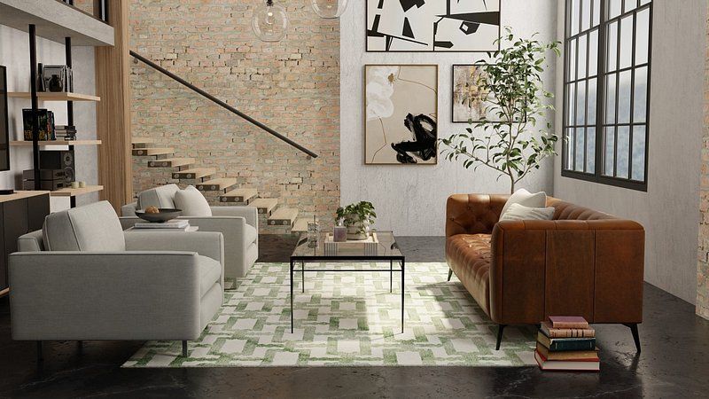 LORRAIN Collection - 8919F Green/Ivory