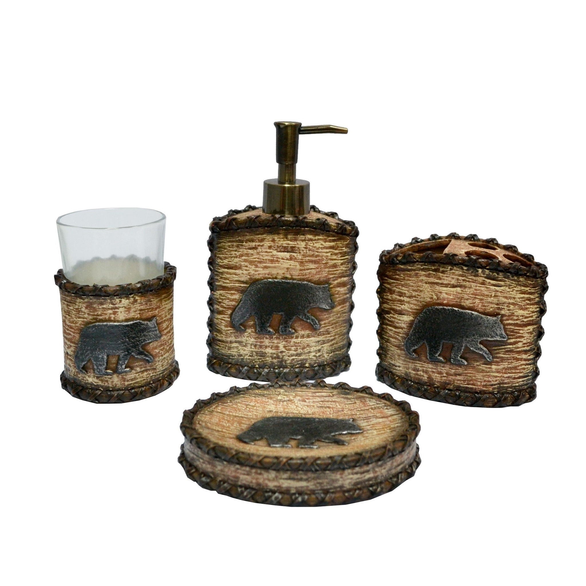 Lodge Bear - Bathroom Sets (Set of 5), 2 Per Carton - Brown