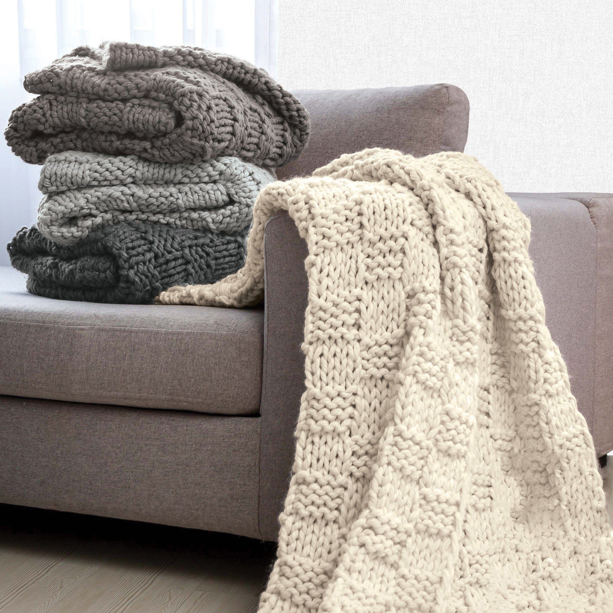 Chess Knit - Throw - Navy