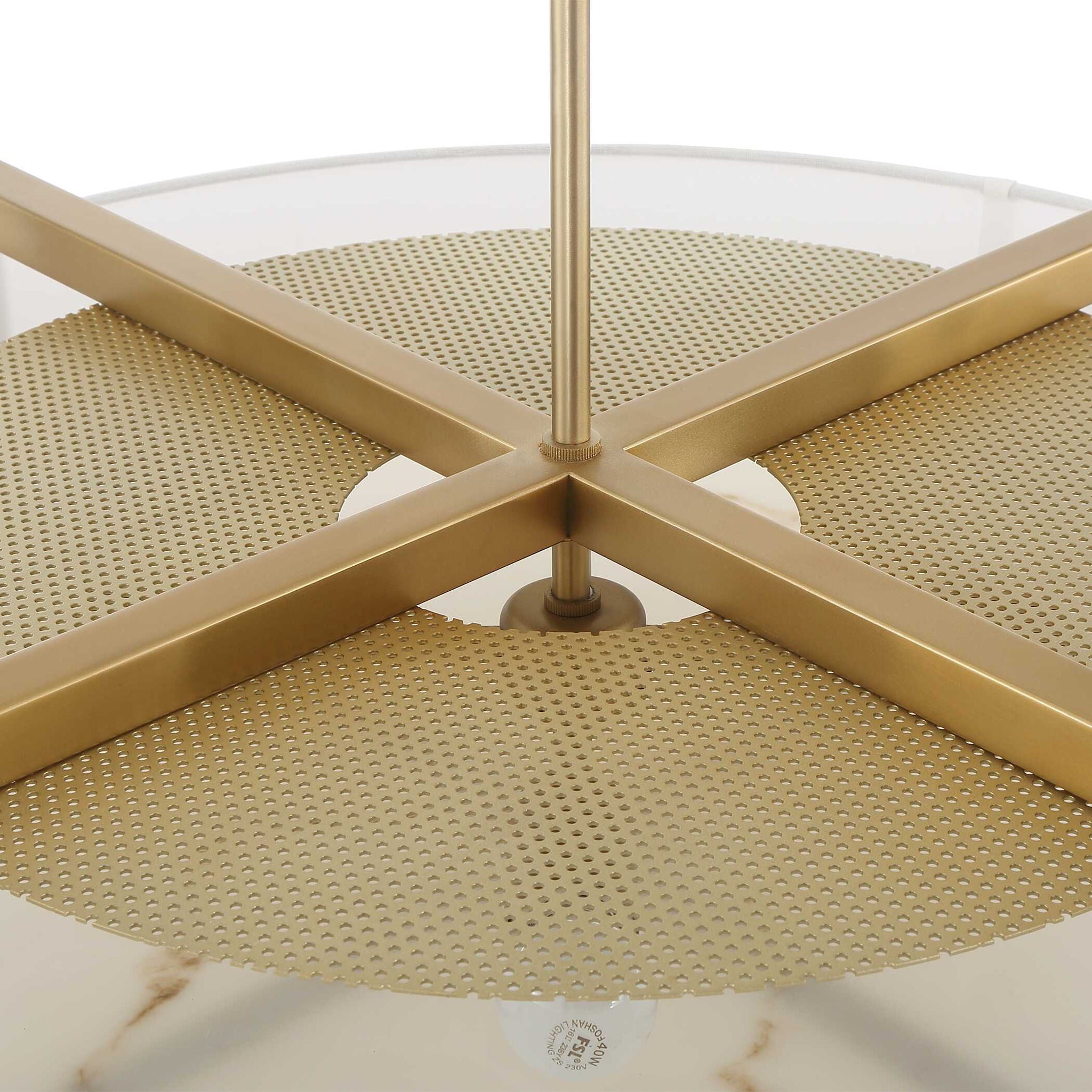 Cresson - 4 Light Drum Pendant - White / Gold