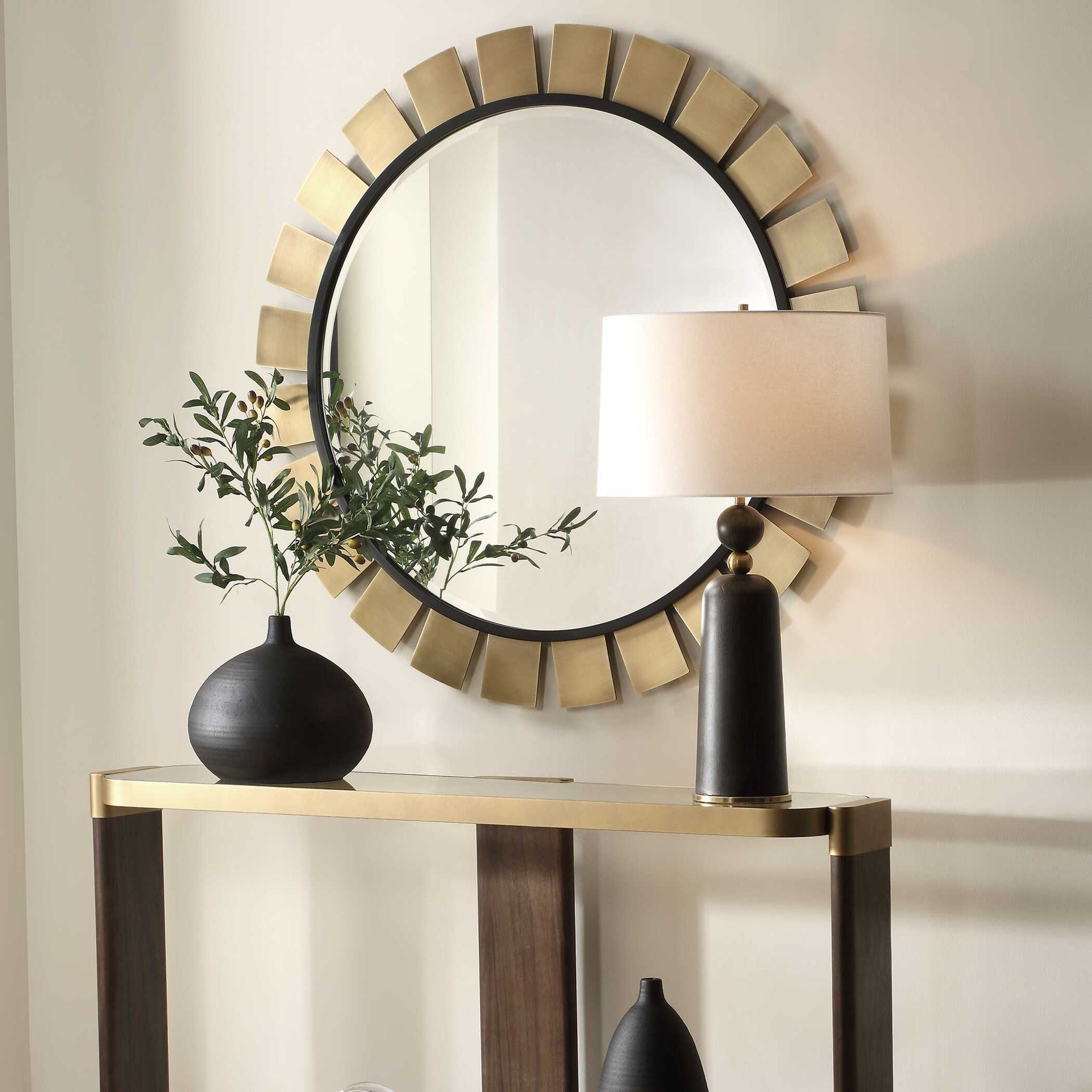 Toluca - Round Mirror - Brass