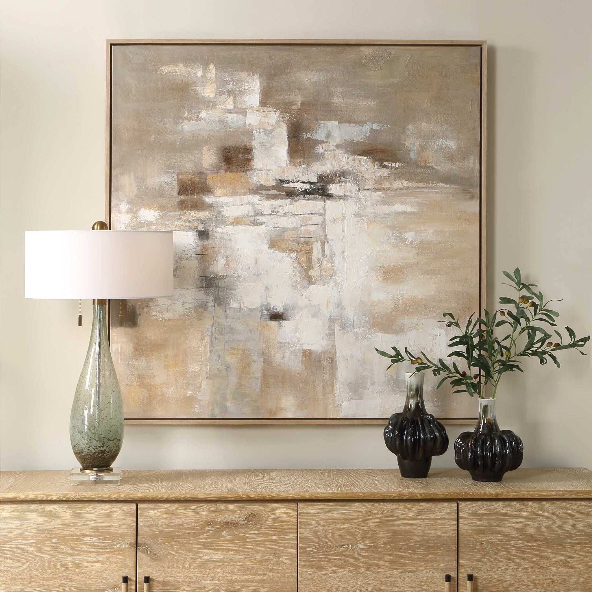 Time To Time - Hand Painted Abstract Art - Black / Brown / Gray / White / Woodtone