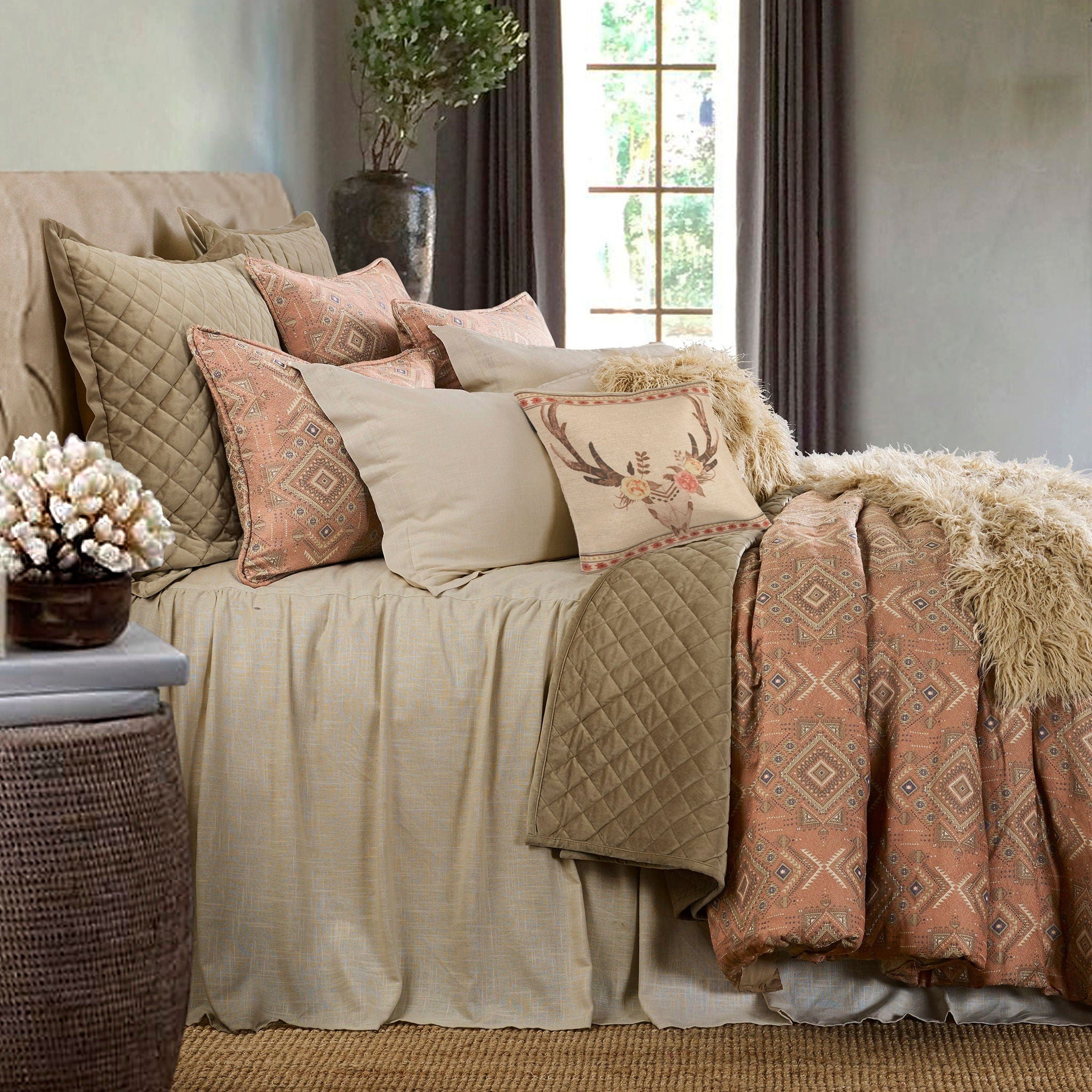 Luna - King Washed Linen Bedspread Set (Set of 3) - Light Tan