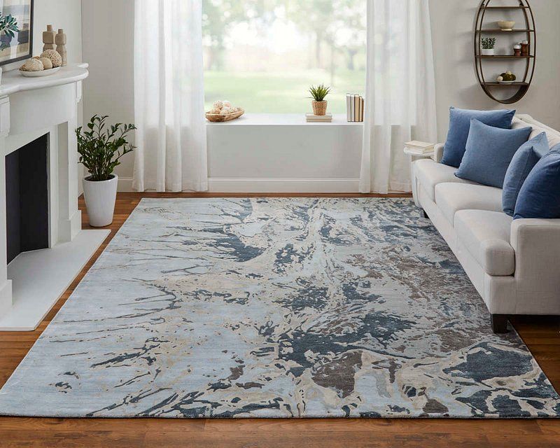 ZARAH Collection - 8918F Blue/Charcoal