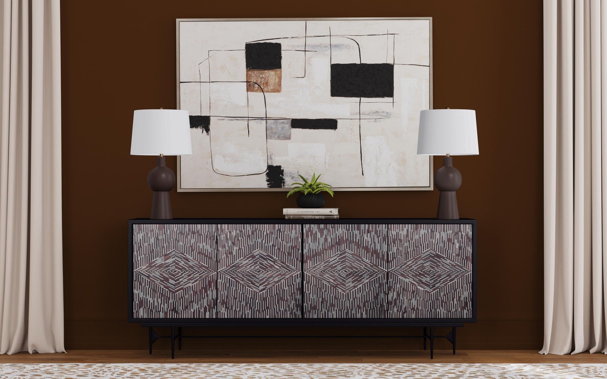 Quartershot Framed Canvas - Beige / Black