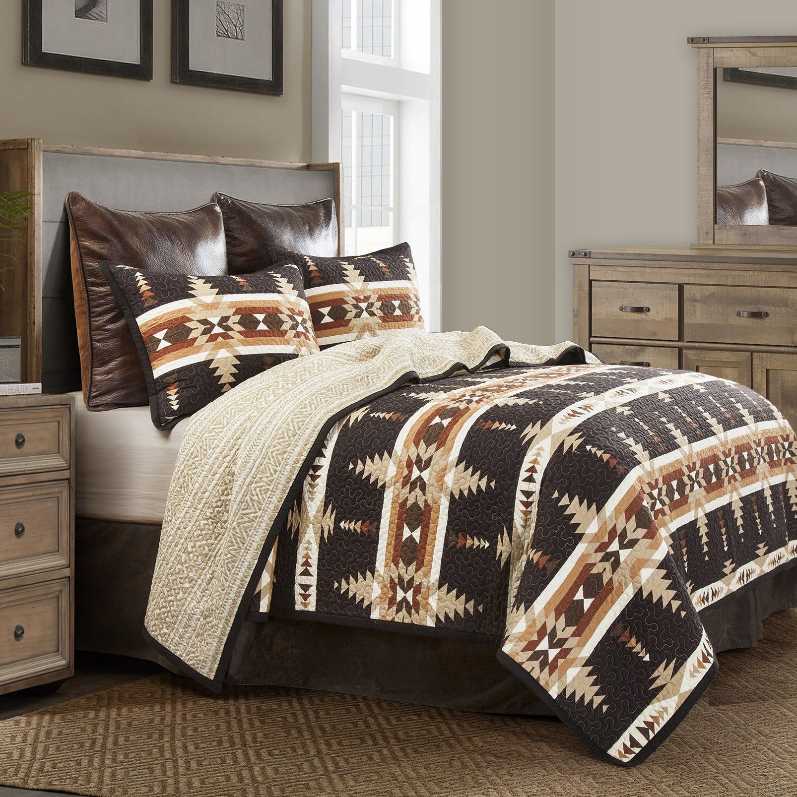 Yosemite - Full/Queen Reversible Quilt Set (Set of 3) - Multi Color