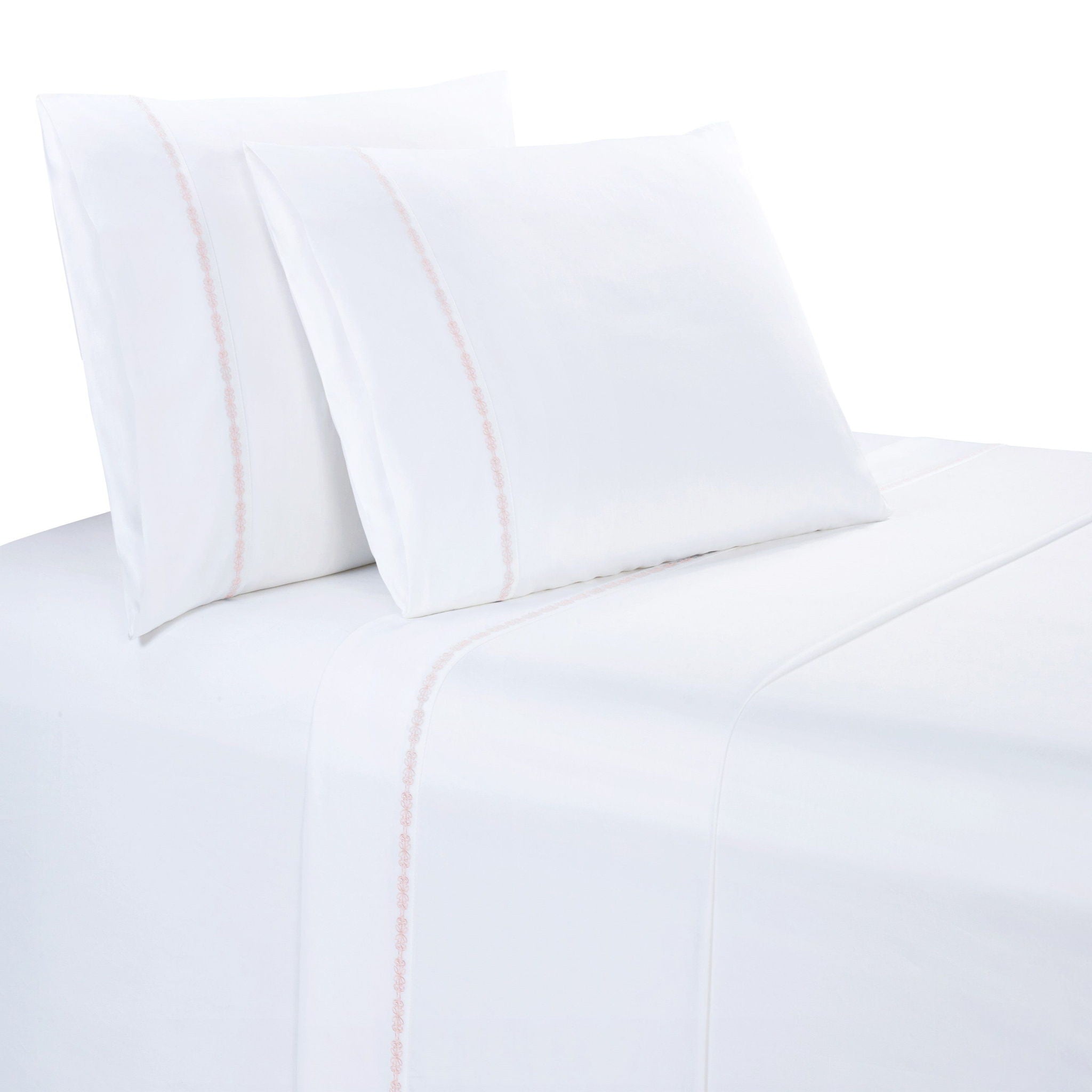Laurel Sheet - Queen 350TC Laurel Embroidered Border Sheet Set (Set of 4) - Blush