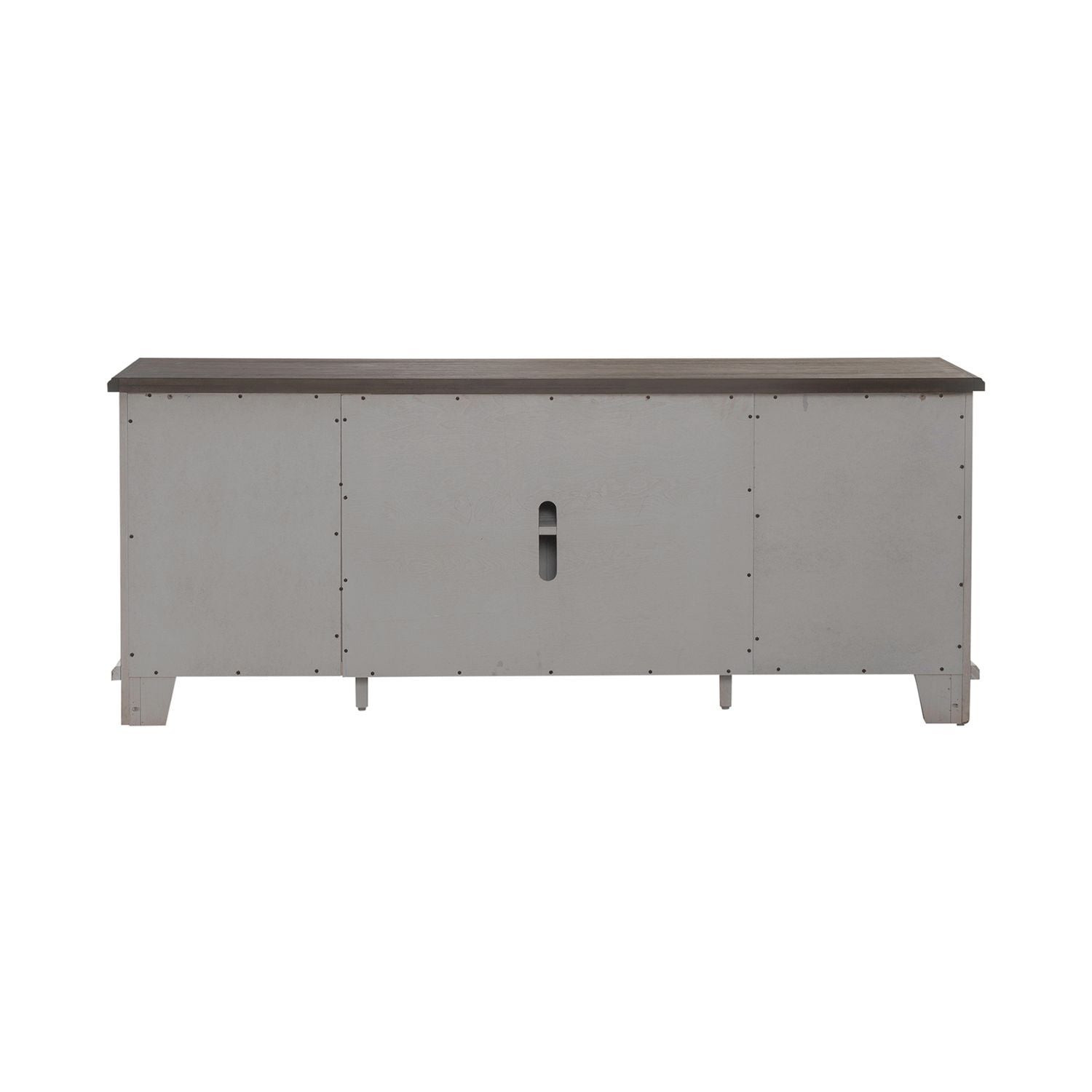 River Place - 75" Entertainment Console - Riverstone White & Tobacco