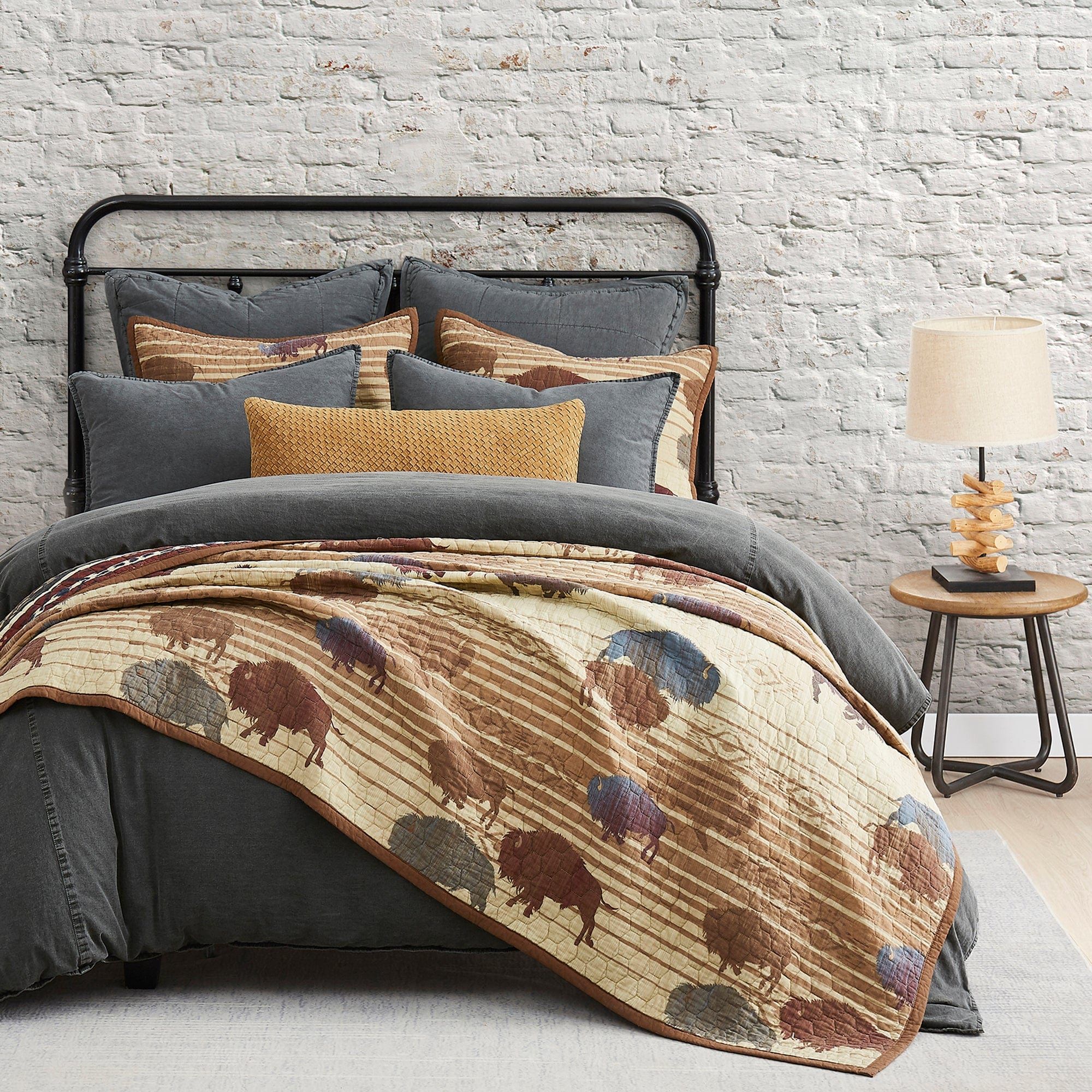 Home On The Range - Full/Queen Reversible Quilt Set (Set of 3) - Tan