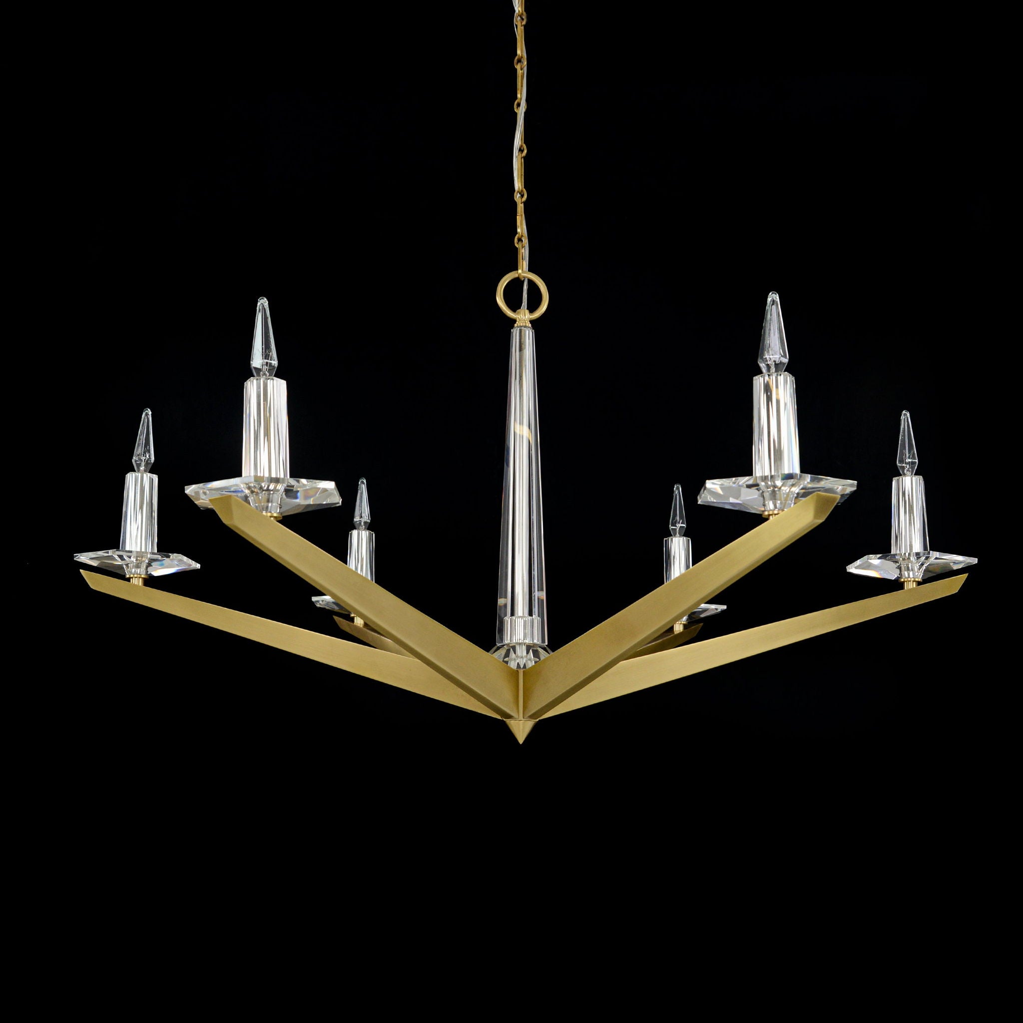 Antares Six Light Chandelier, Large Brass