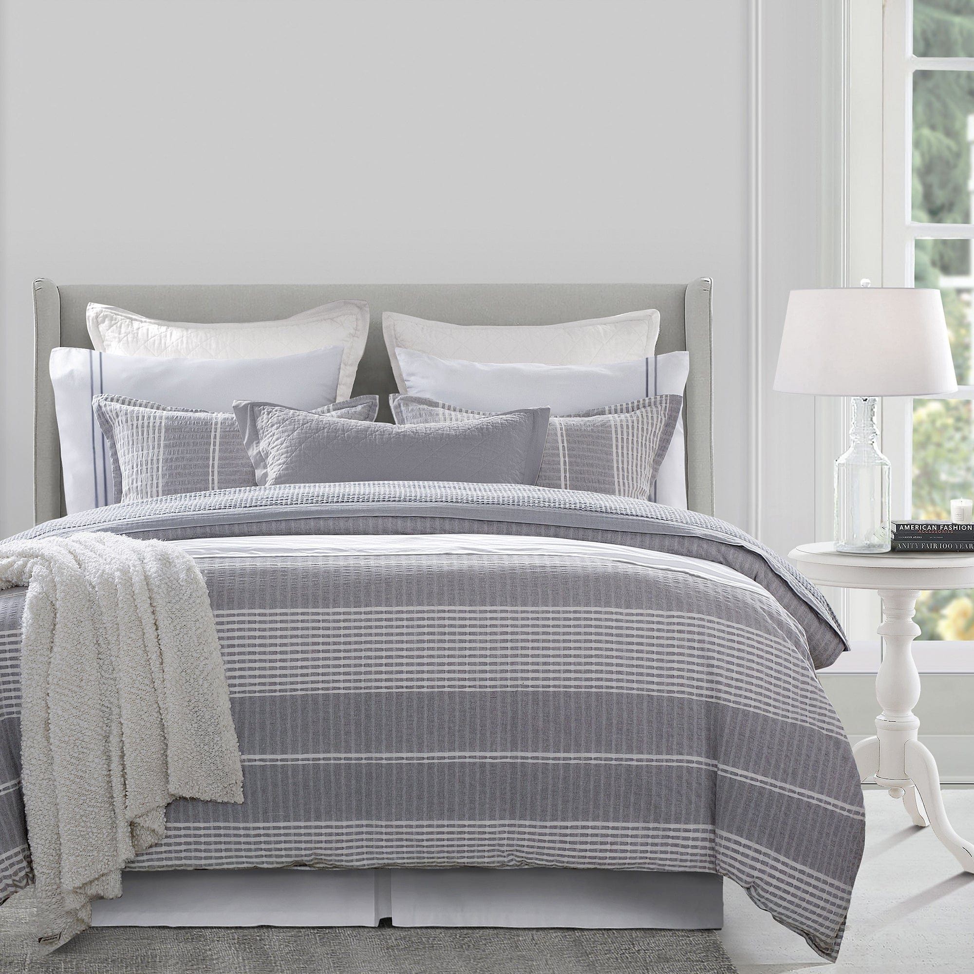 Lane - King Stripe Duvet Cover Set (Set of 3) - Gray