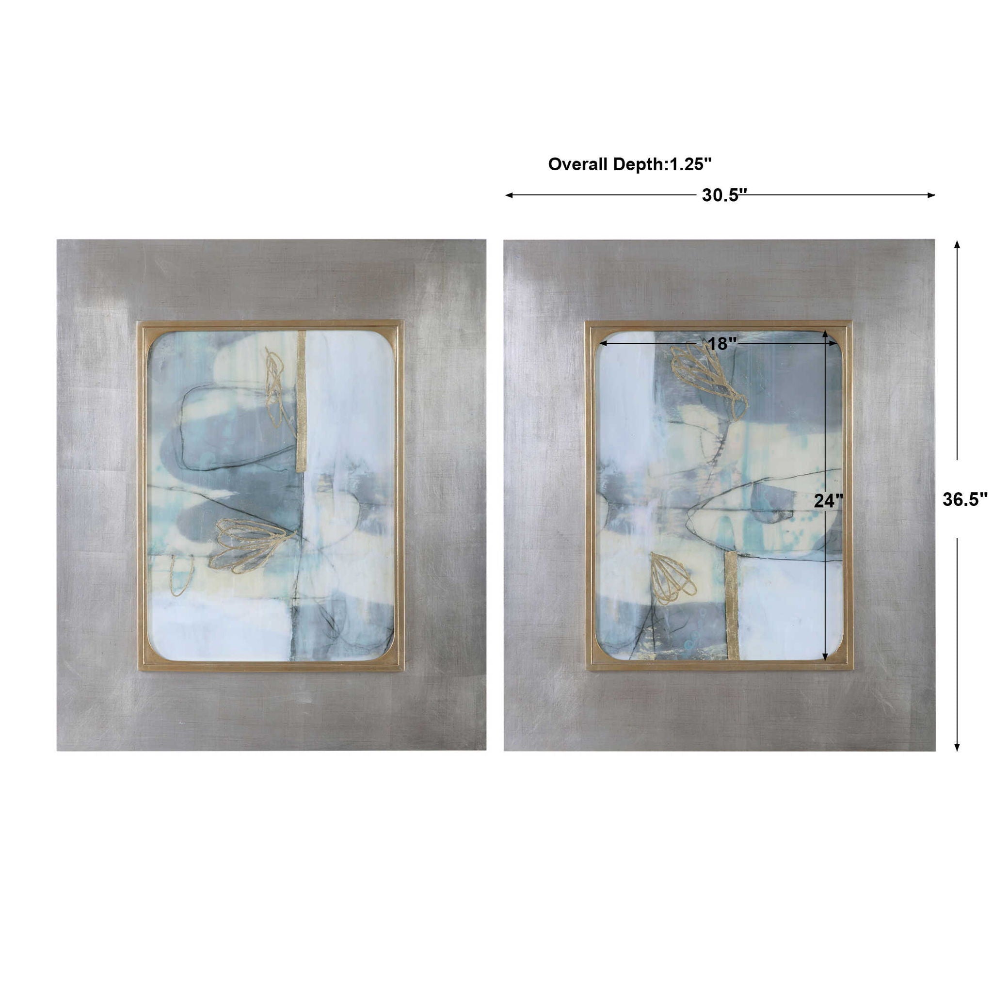Gilded Whimsy - Abstract Prints (Set of 2) - Dark Gray