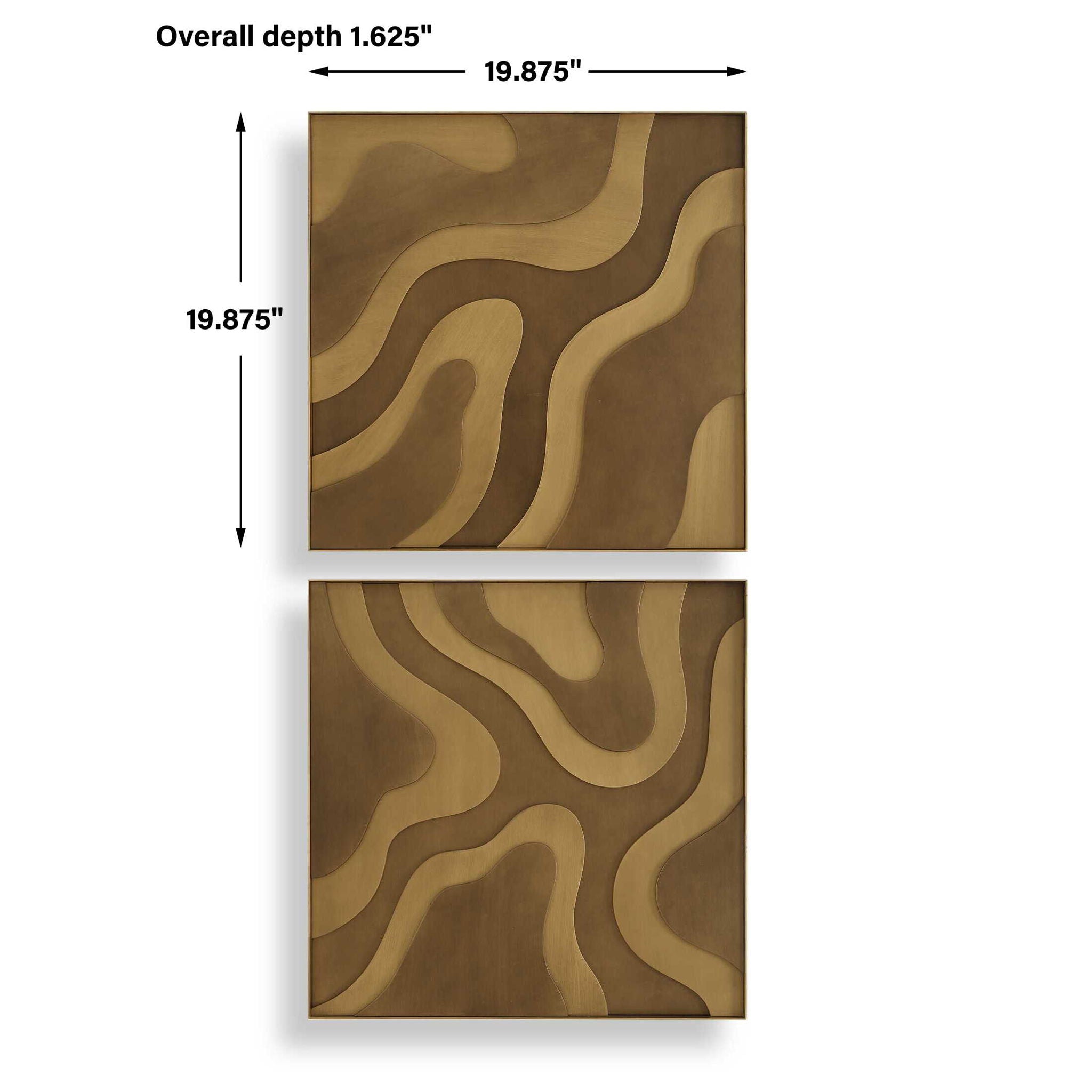 Golden Terrain - Wooden Wall Decor (Set of 2) - Brown / Gold