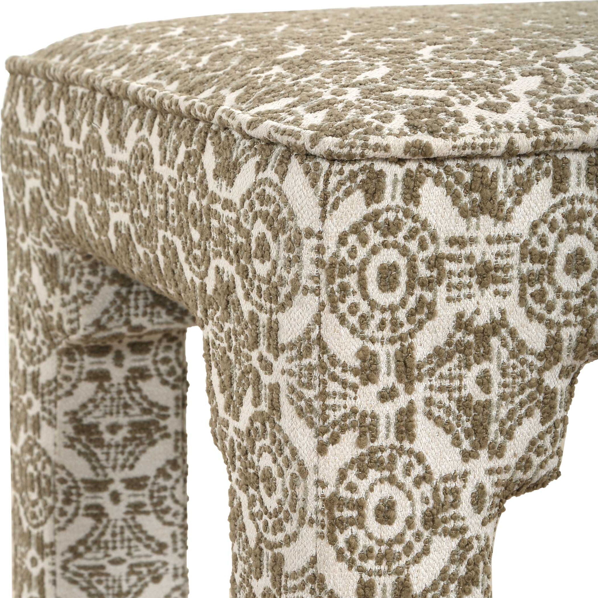 Satoria - Upholstered Small Bench - Green / White