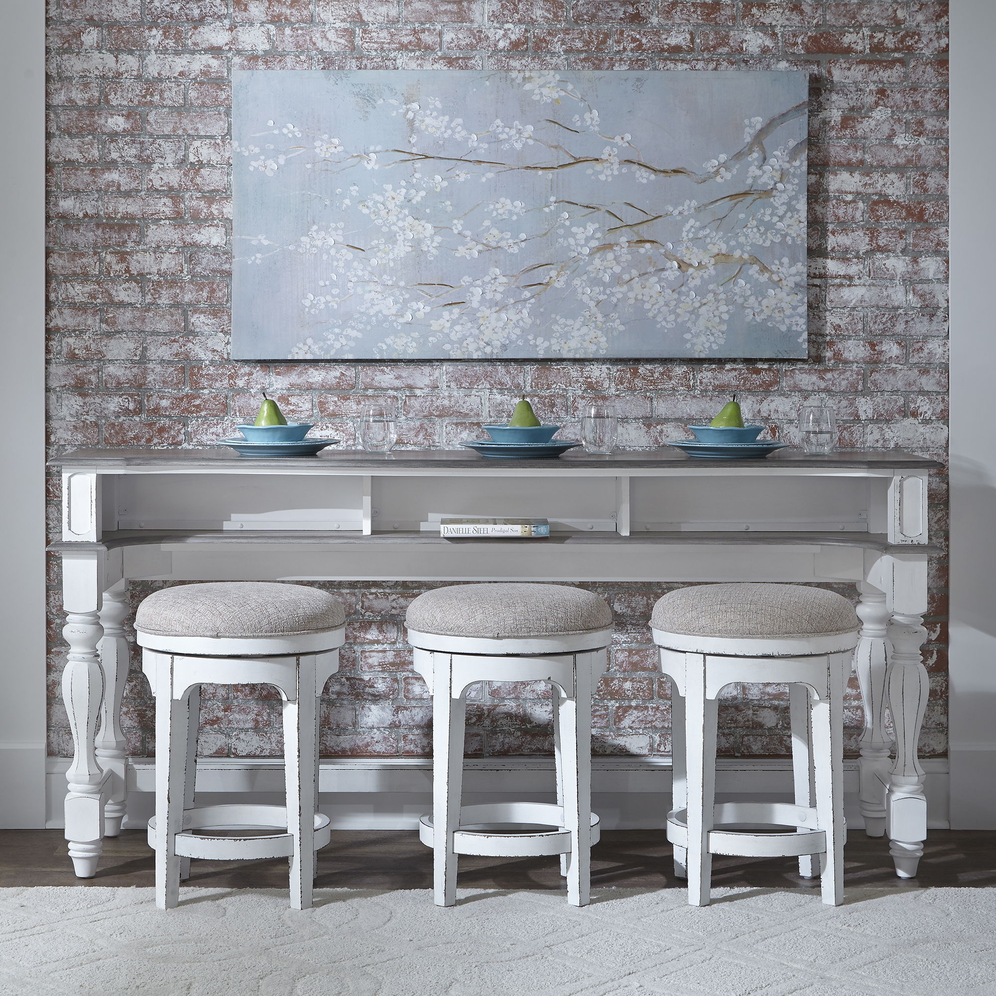 Magnolia Manor - Console Bar Table - Antique White