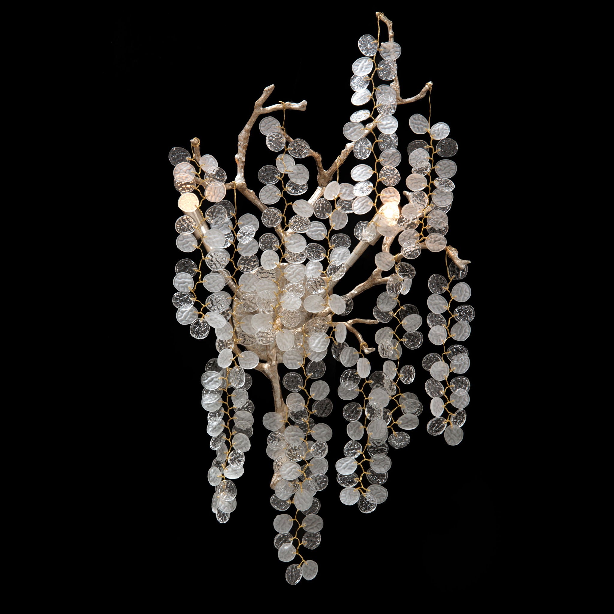 Shiro-Noda Two-Light Dramatic Glass Cluster Wall Sconce