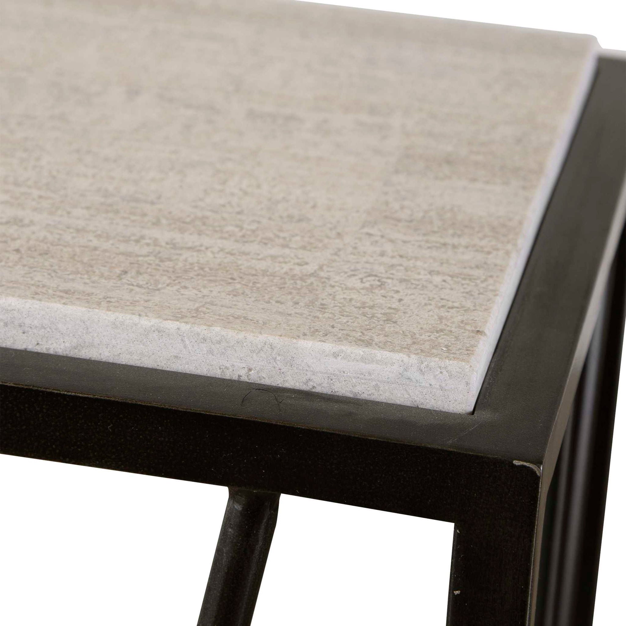 Reed - Travertine Console Table - Black & Light Brown