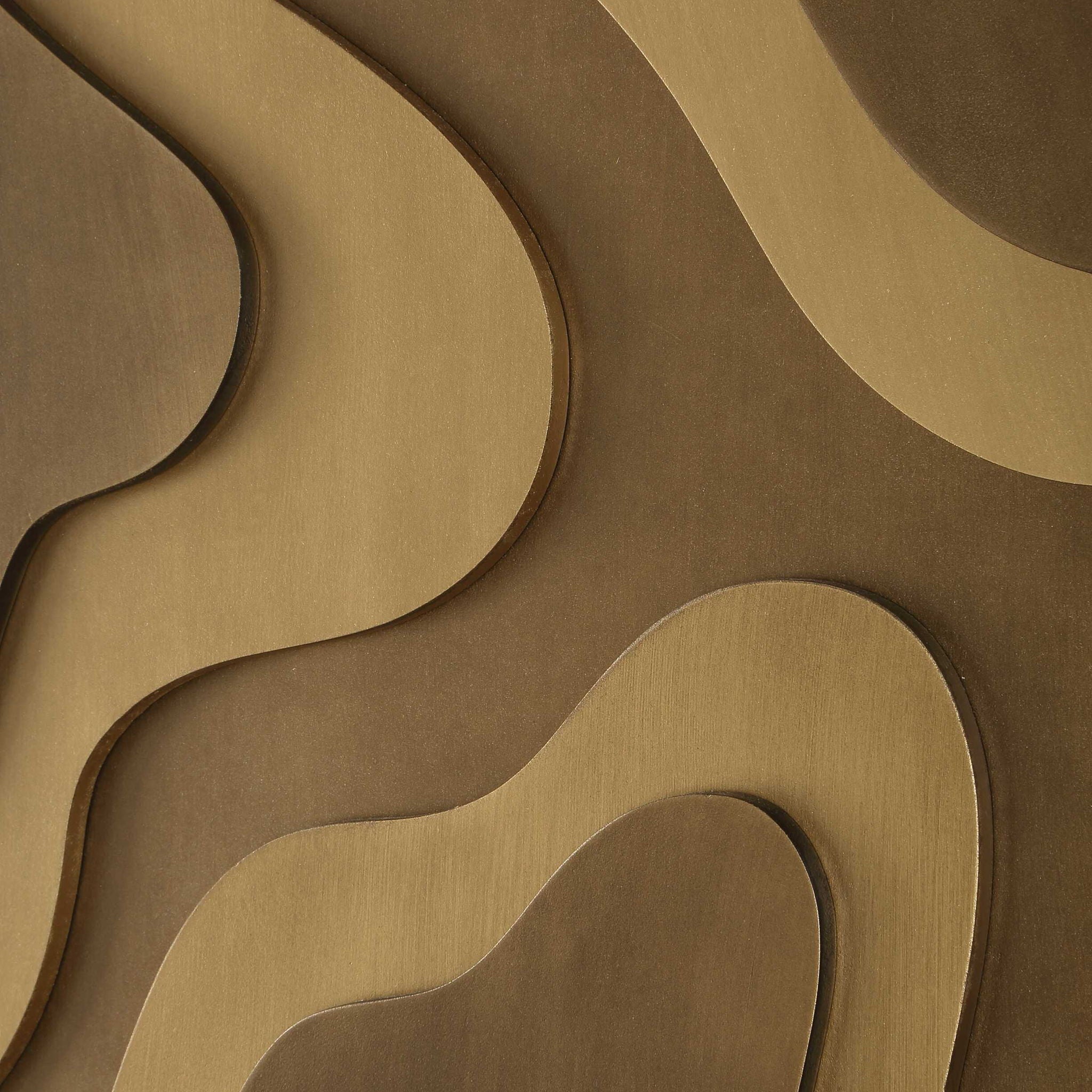 Golden Terrain - Wooden Wall Decor (Set of 2) - Brown / Gold