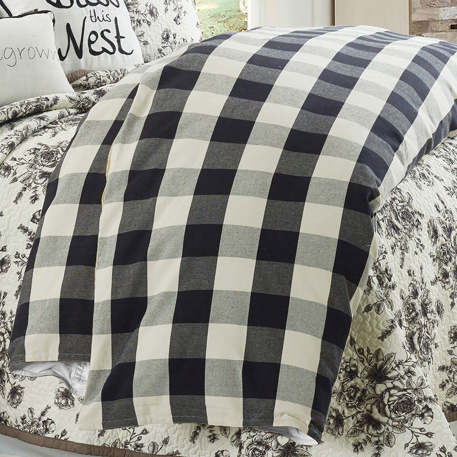 Camille - King Buffalo Check Comforter Set (Set of 3) - Black / Natural
