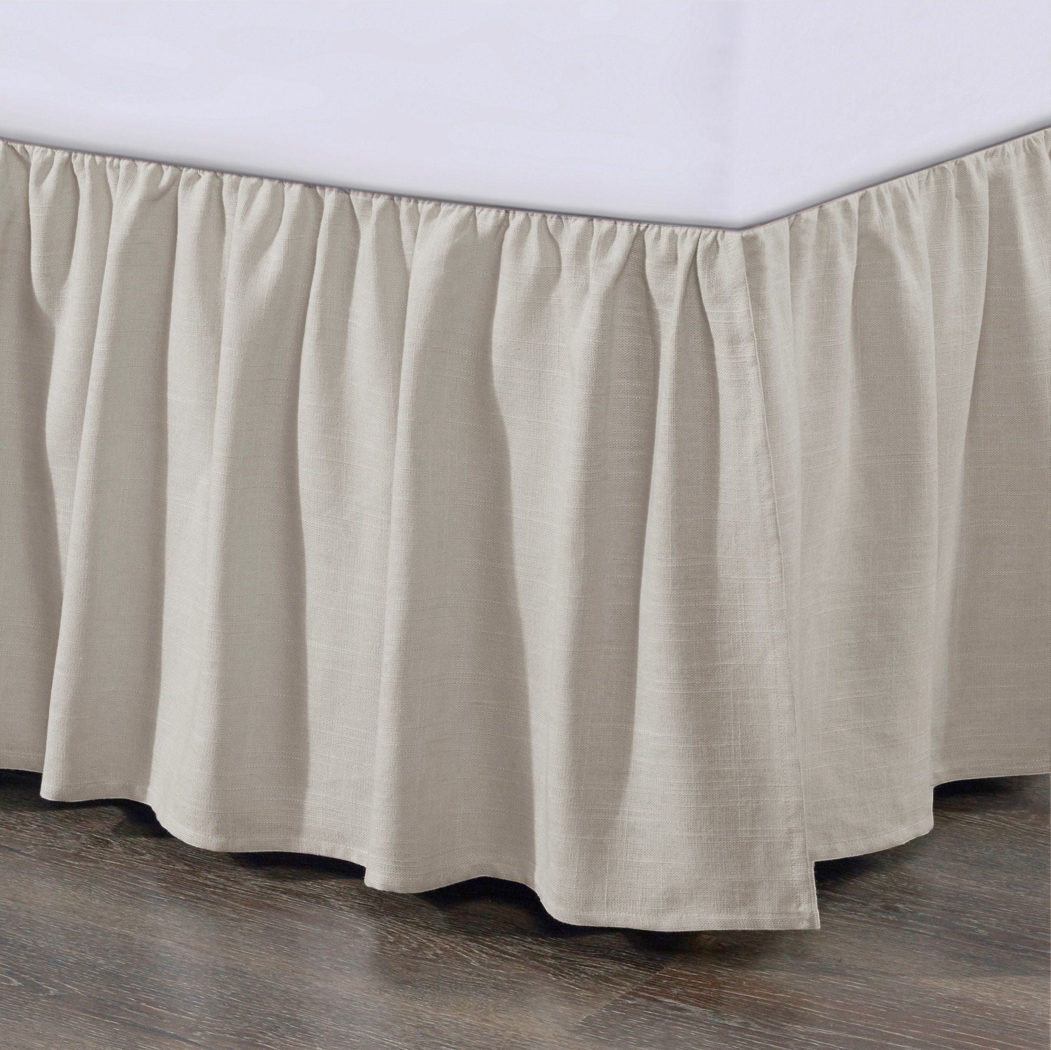 Lily - Queen Washed Linen Gathered Bed Skirt - Light Tan