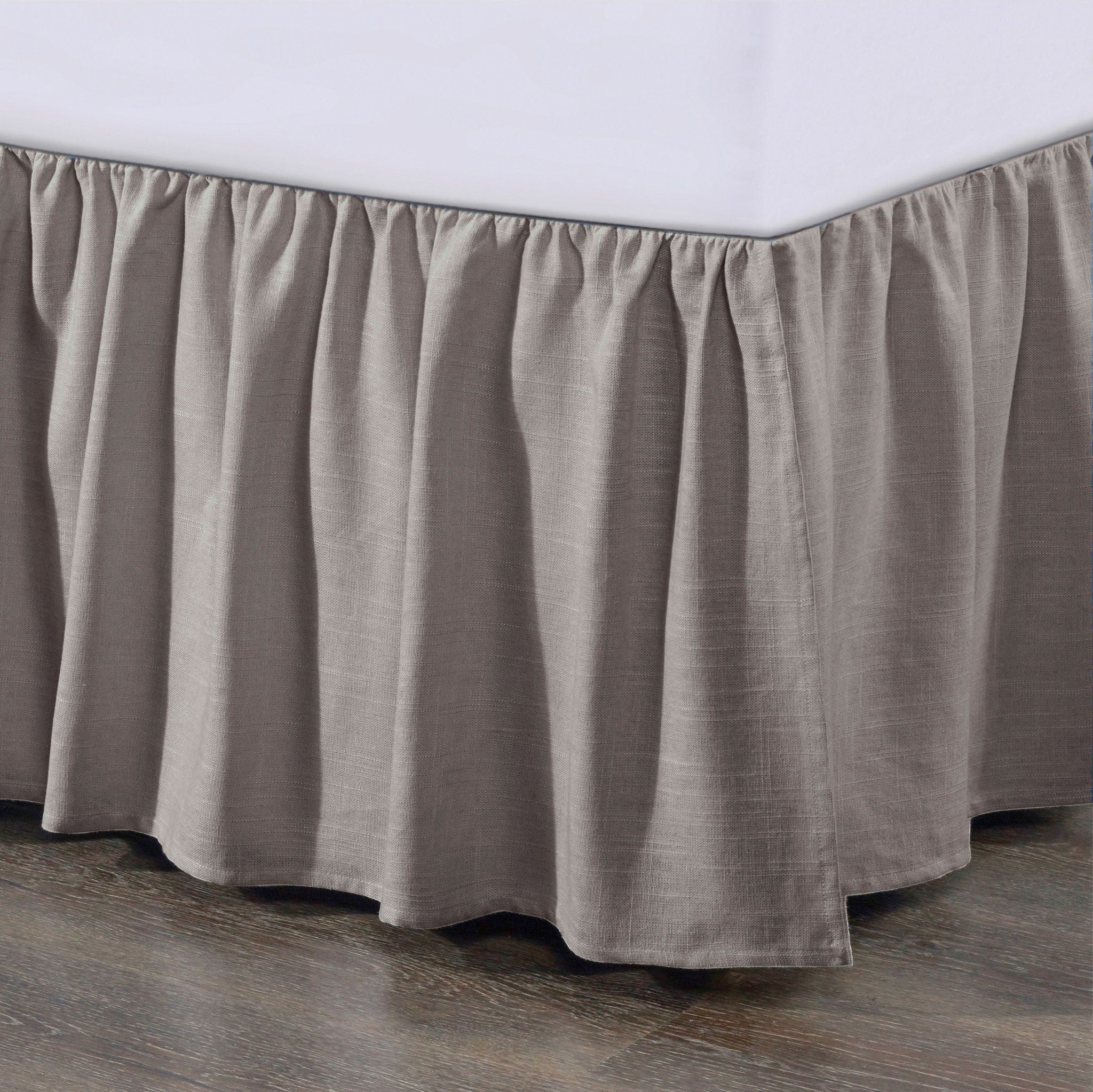 Lily - King Washed Linen Gathered Bed Skirt - Taupe