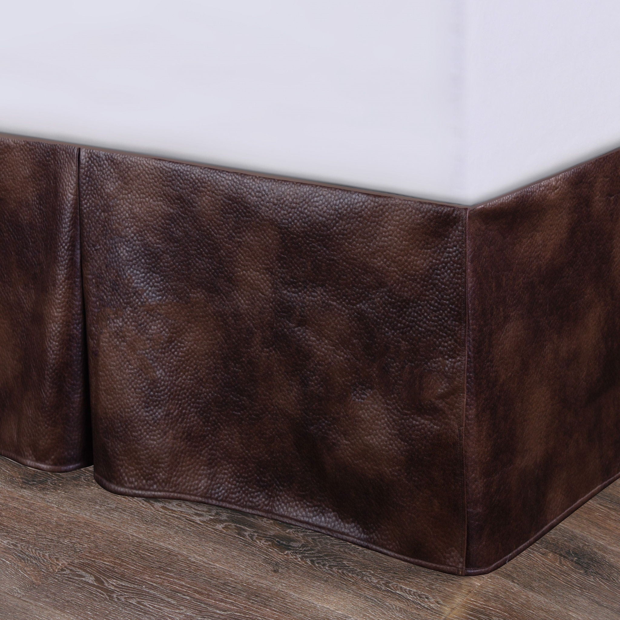 Brown Faux Leather - Queen Bed Skirt - Brown