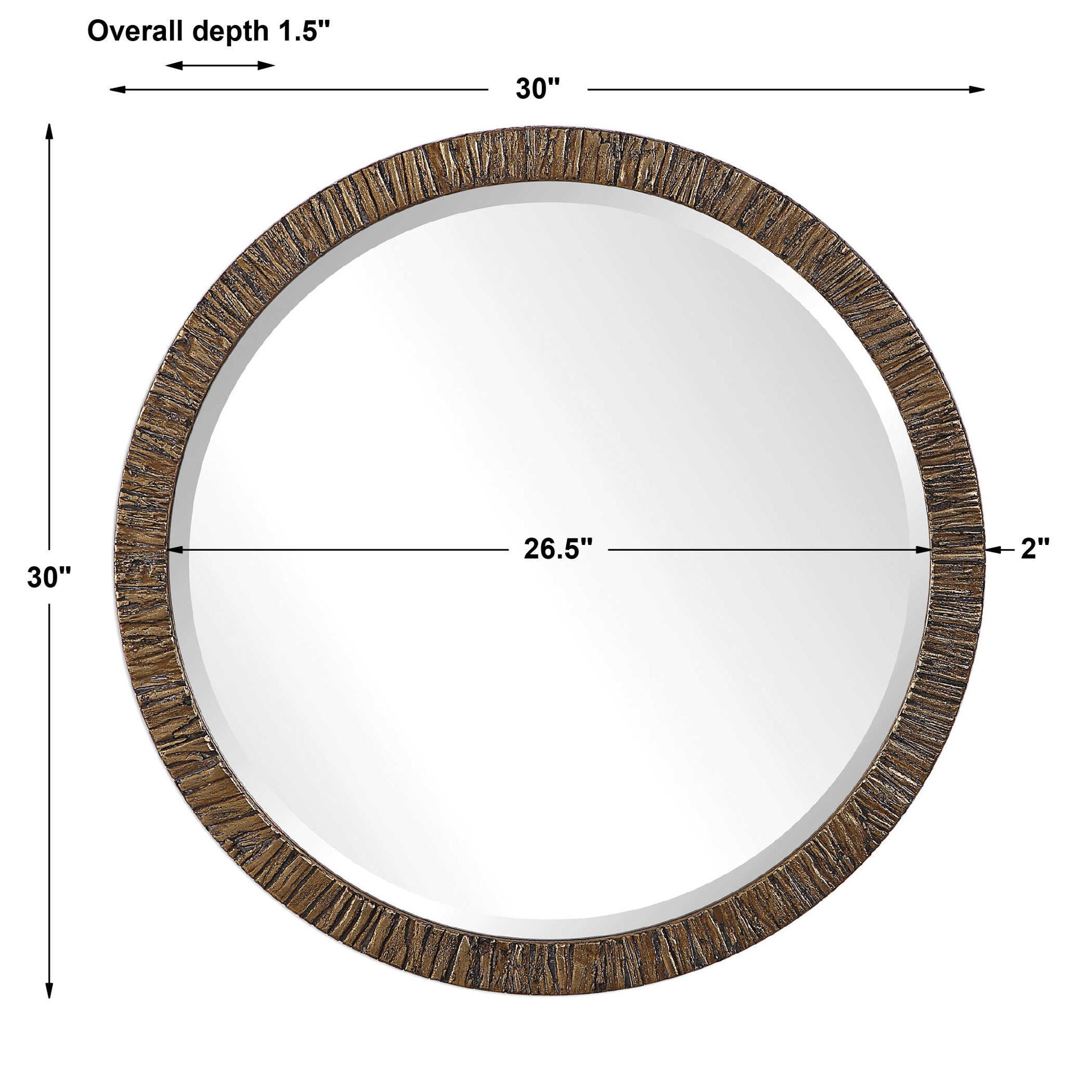 Wayde - Bark Round Mirror - Gold