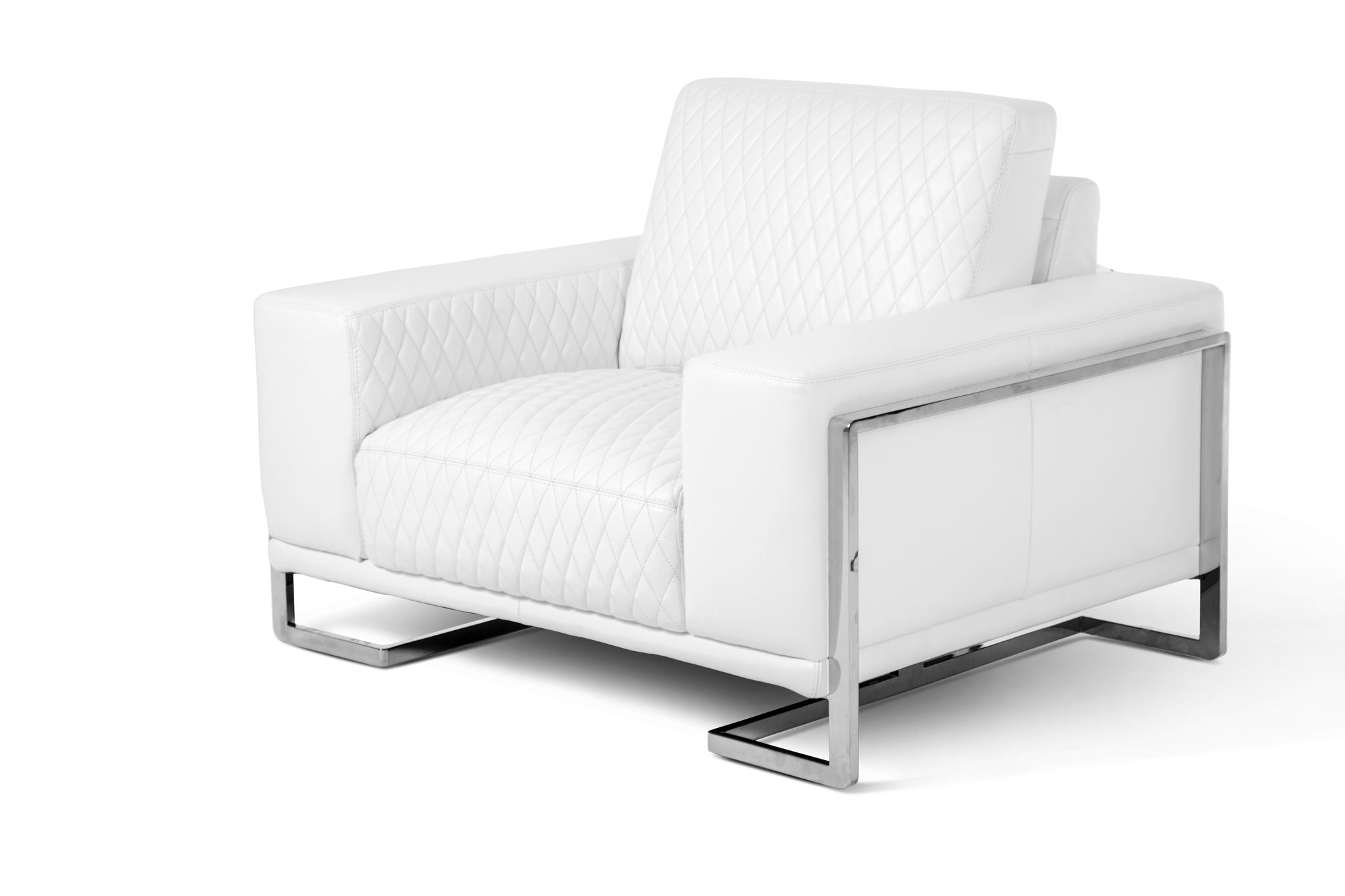 Mia Bella - Gianna Chair And Half - White / Stainless Steel