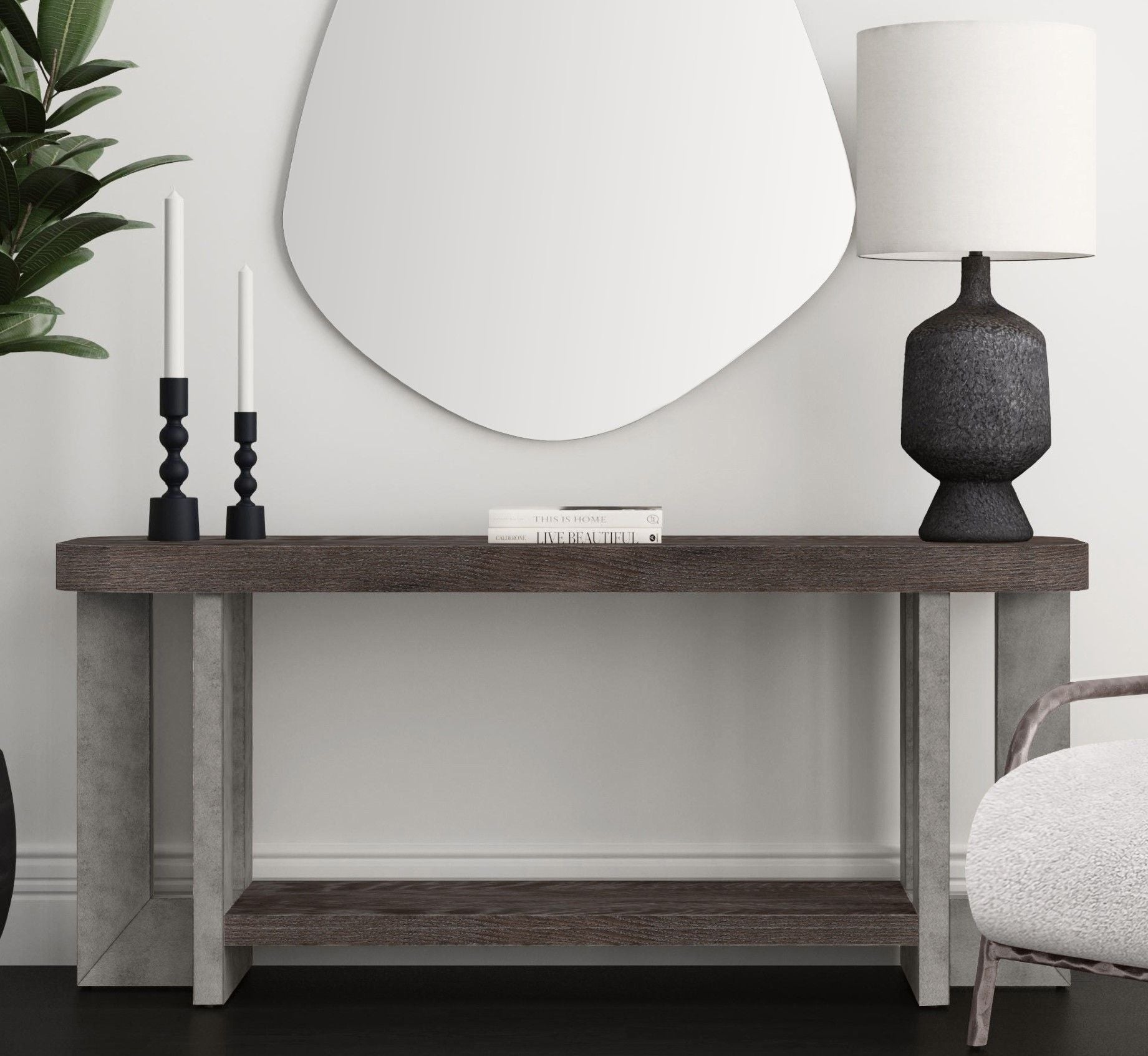 Nova - Console Table - Cerused Charcoal Oak