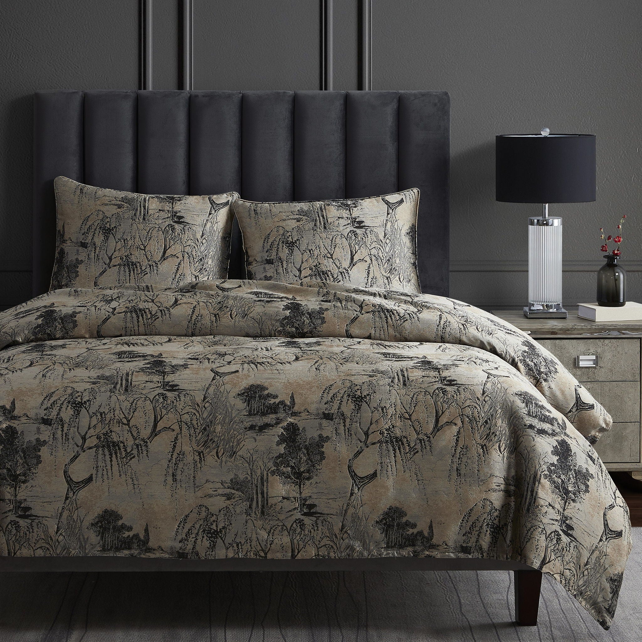 Pastoral Jacquard - Queen Duvet Cover Set (Set of 3) - Champagne