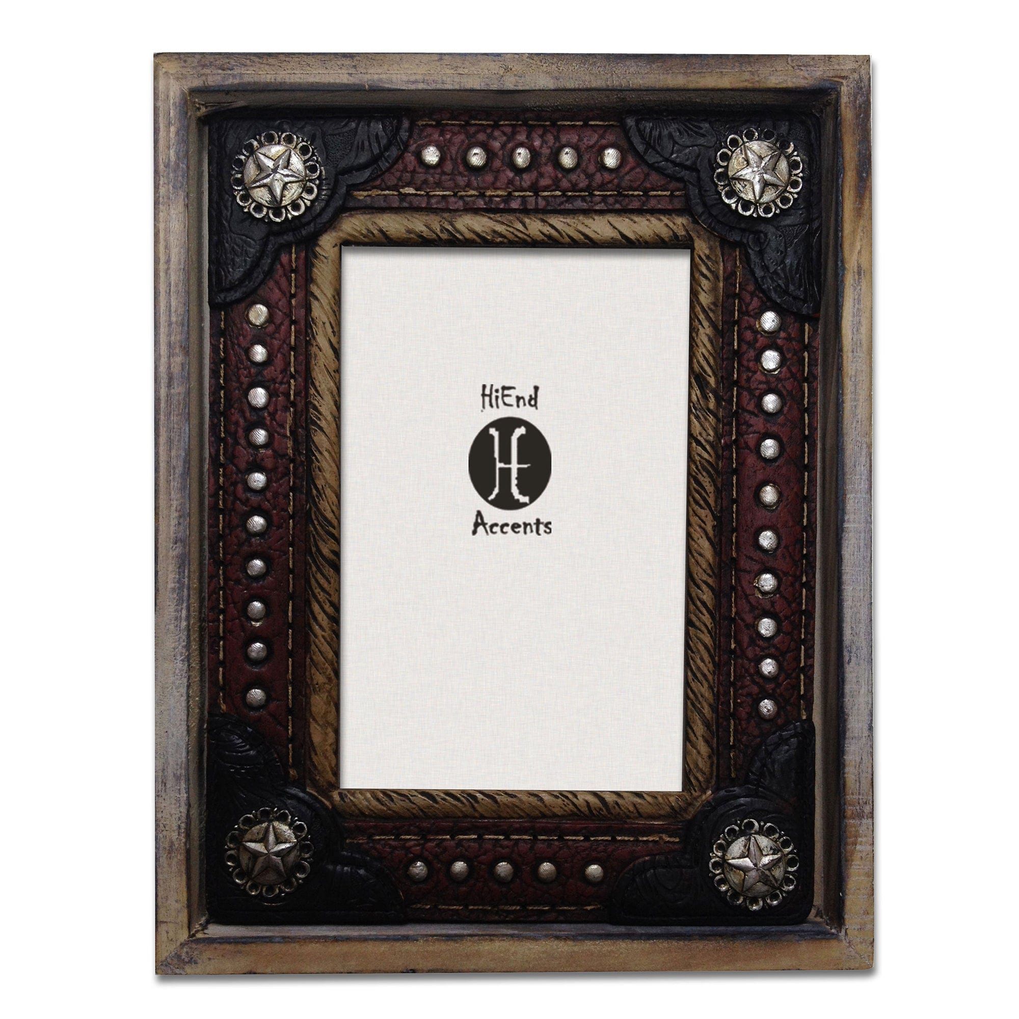 Picture Frame - 4" x 6" Wooden Resin Leather Insert Picture Frame 4 Per Carton - Multi