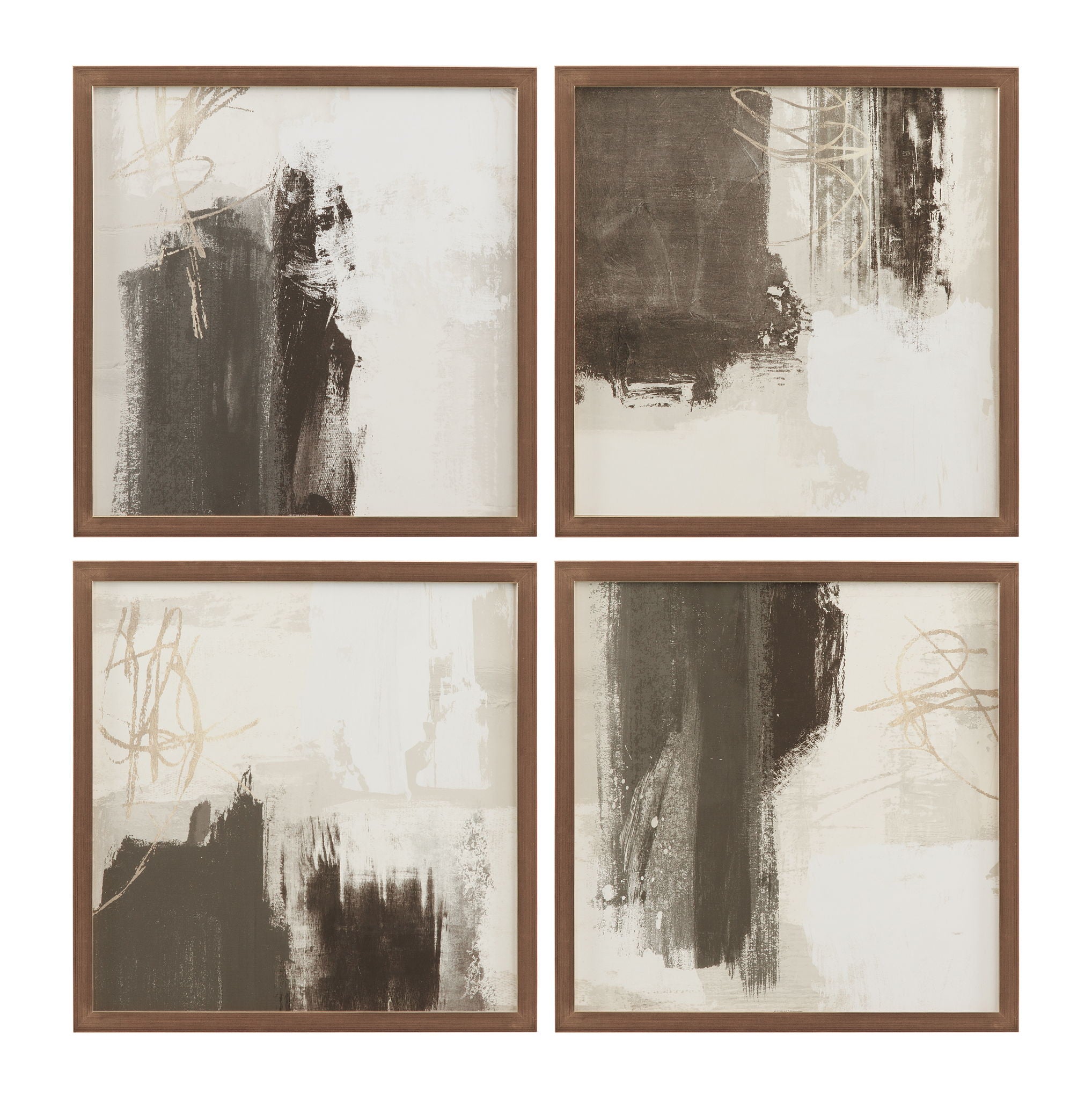 Neutral Contrast Brush Framed Print - Beige / Dark Brown