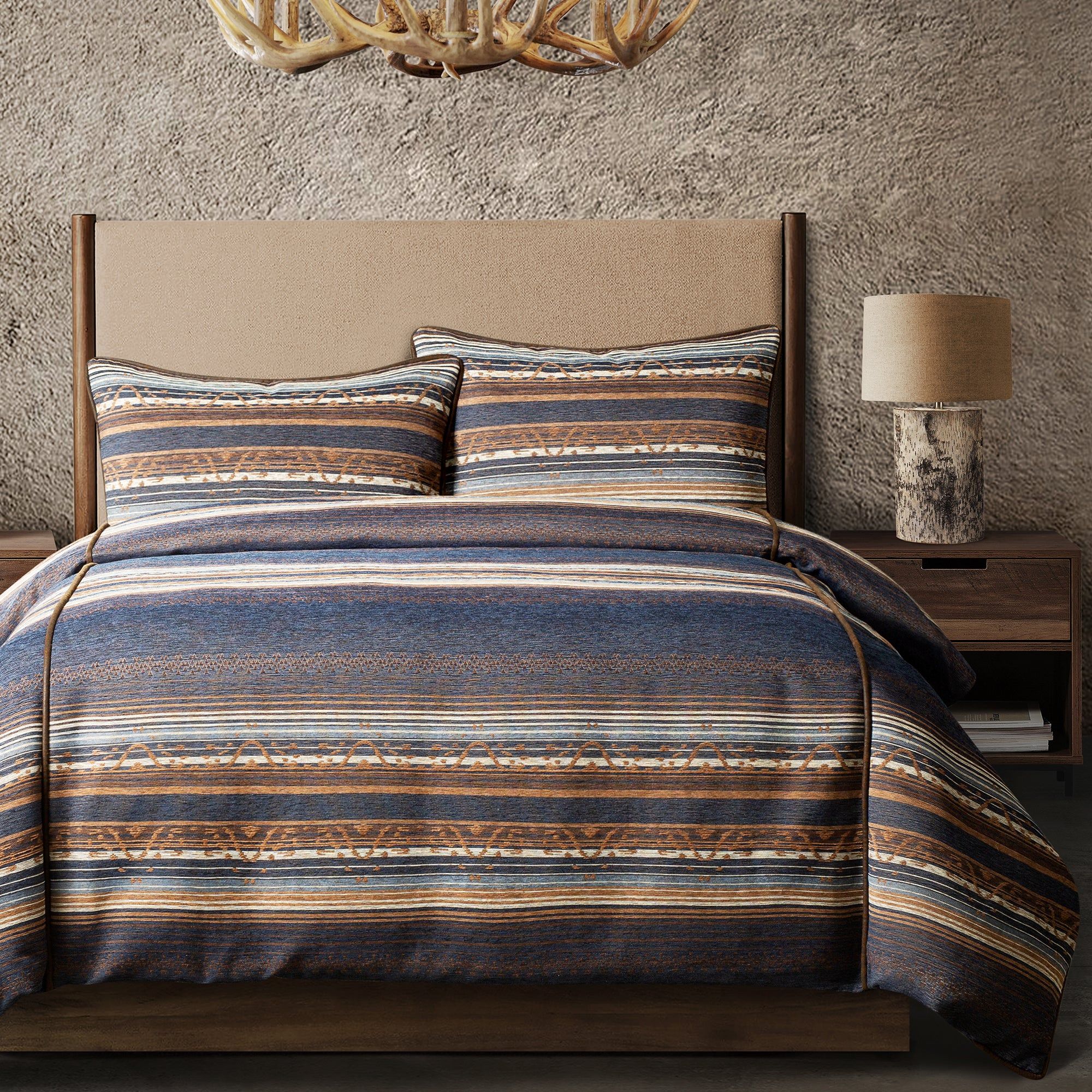 Estes - King Chenille Comforter Set (Set of 3) - Blue