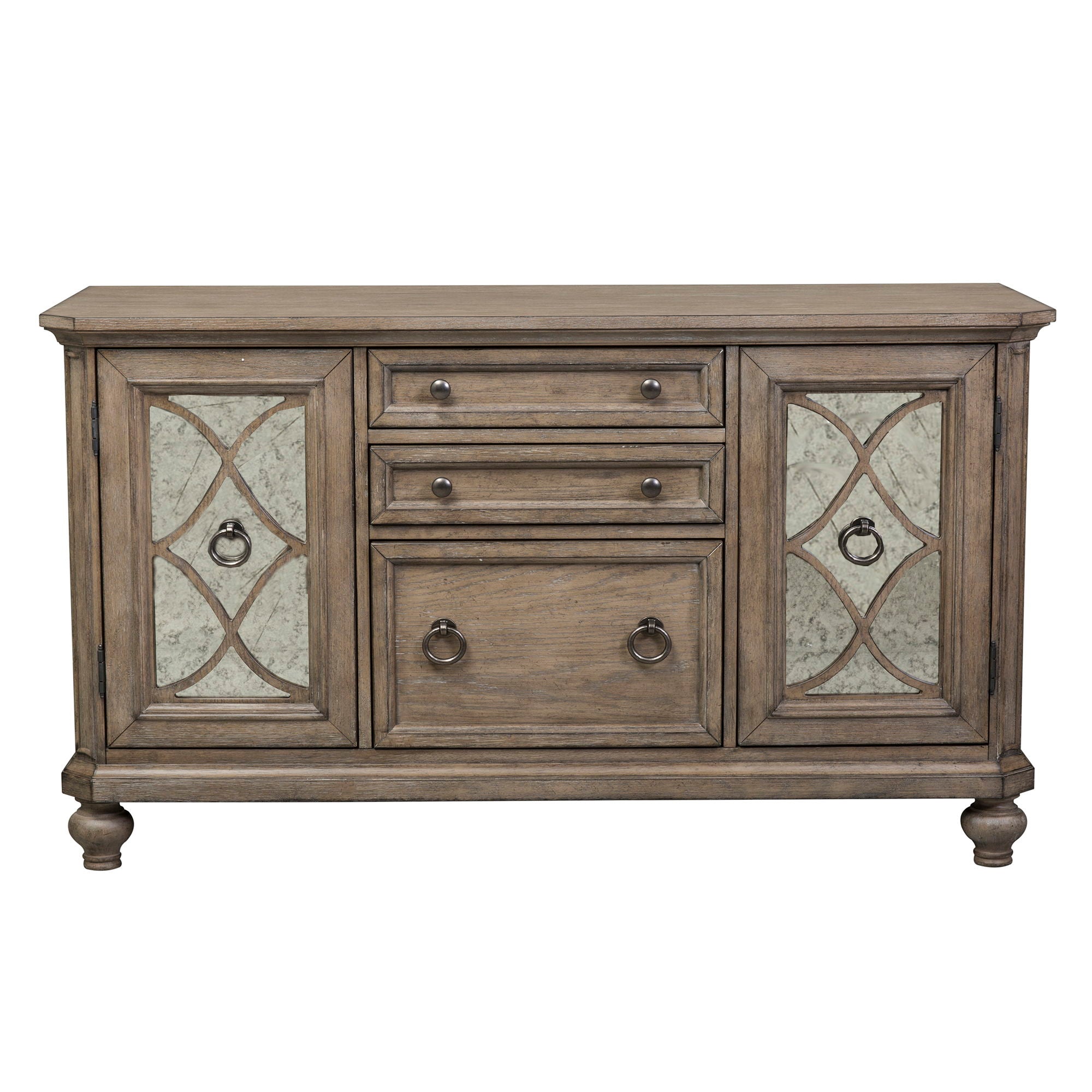Simply Elegant - 3 Piece Home Office Set (Desk & Hutch Set) - Heathered Taupe
