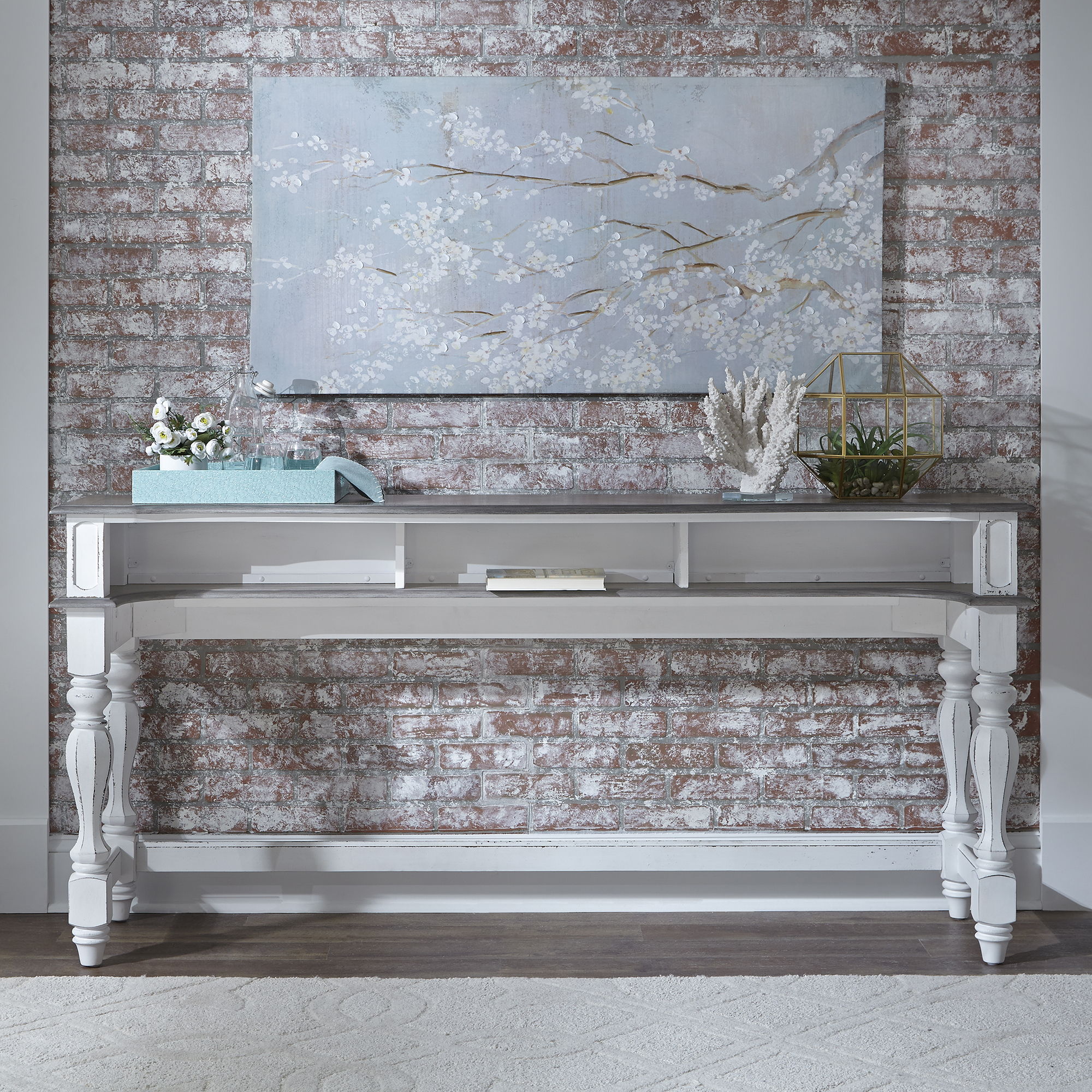 Magnolia Manor - Console Bar Table - Antique White