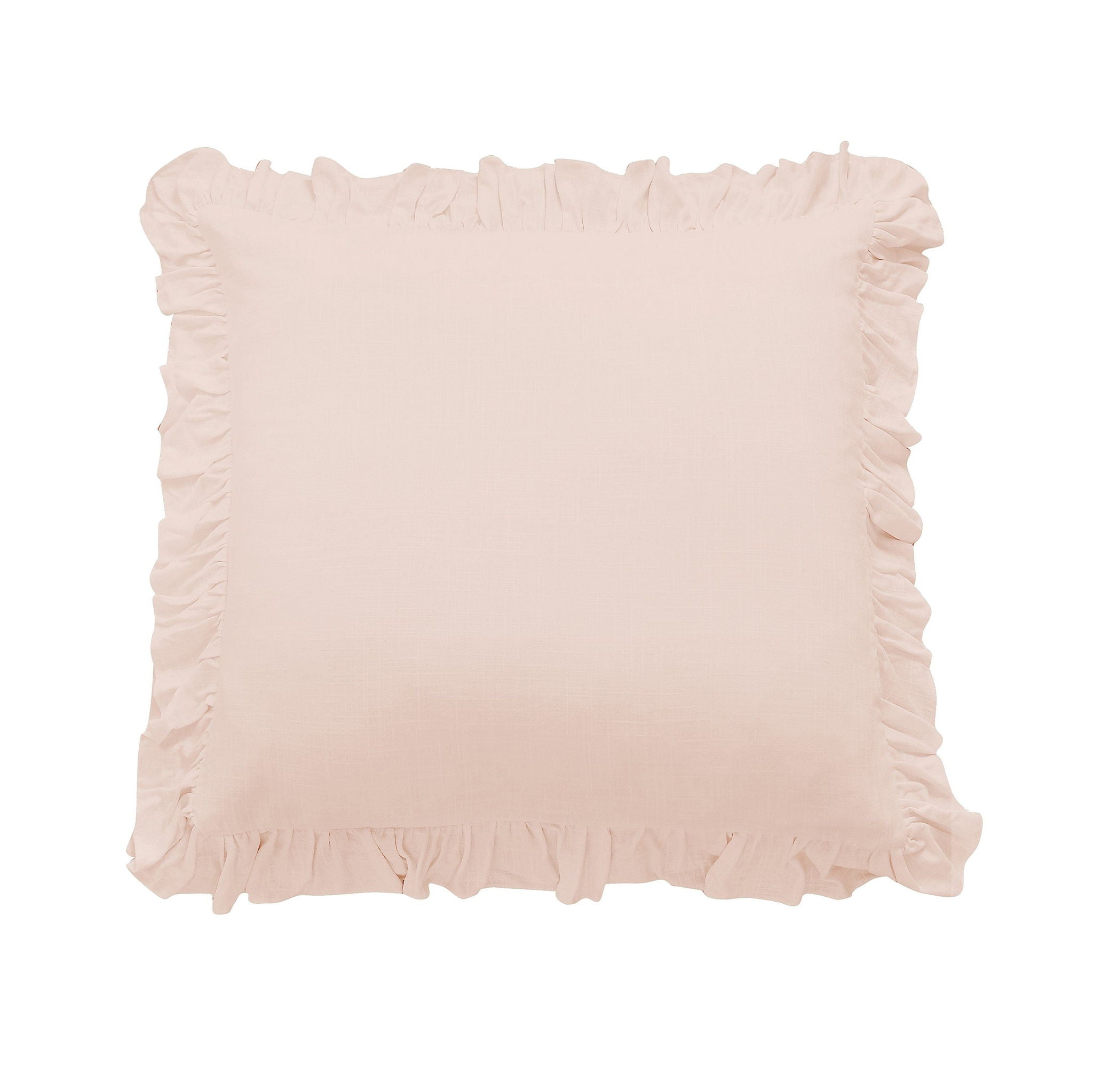 Lily - Washed Linen Ruffled Euro Sham - Blush