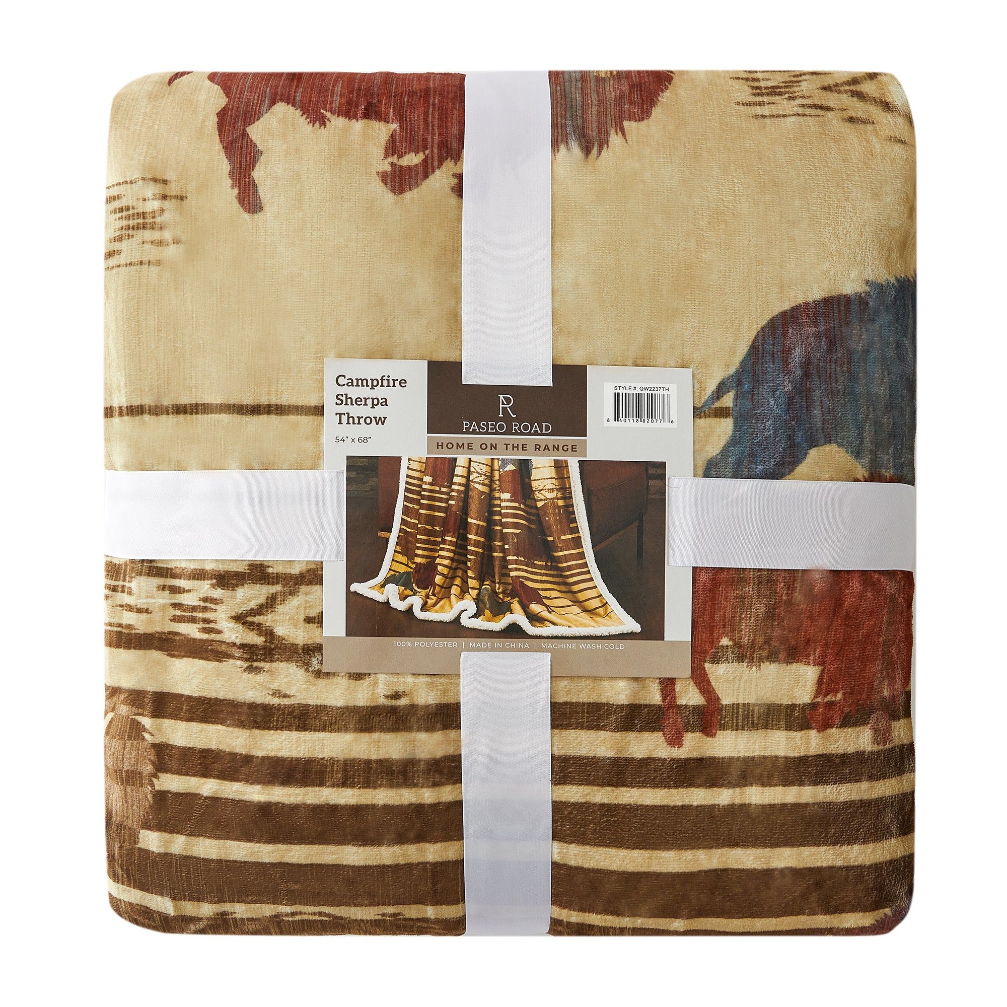 Campfire - Home On The Range Campfire Sherpa Throw 6 Per Carton - Multi Color