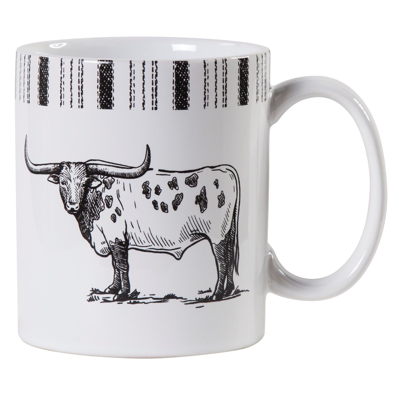 Ranch Life - Longhorn Mug (Set of 4) - Black / White