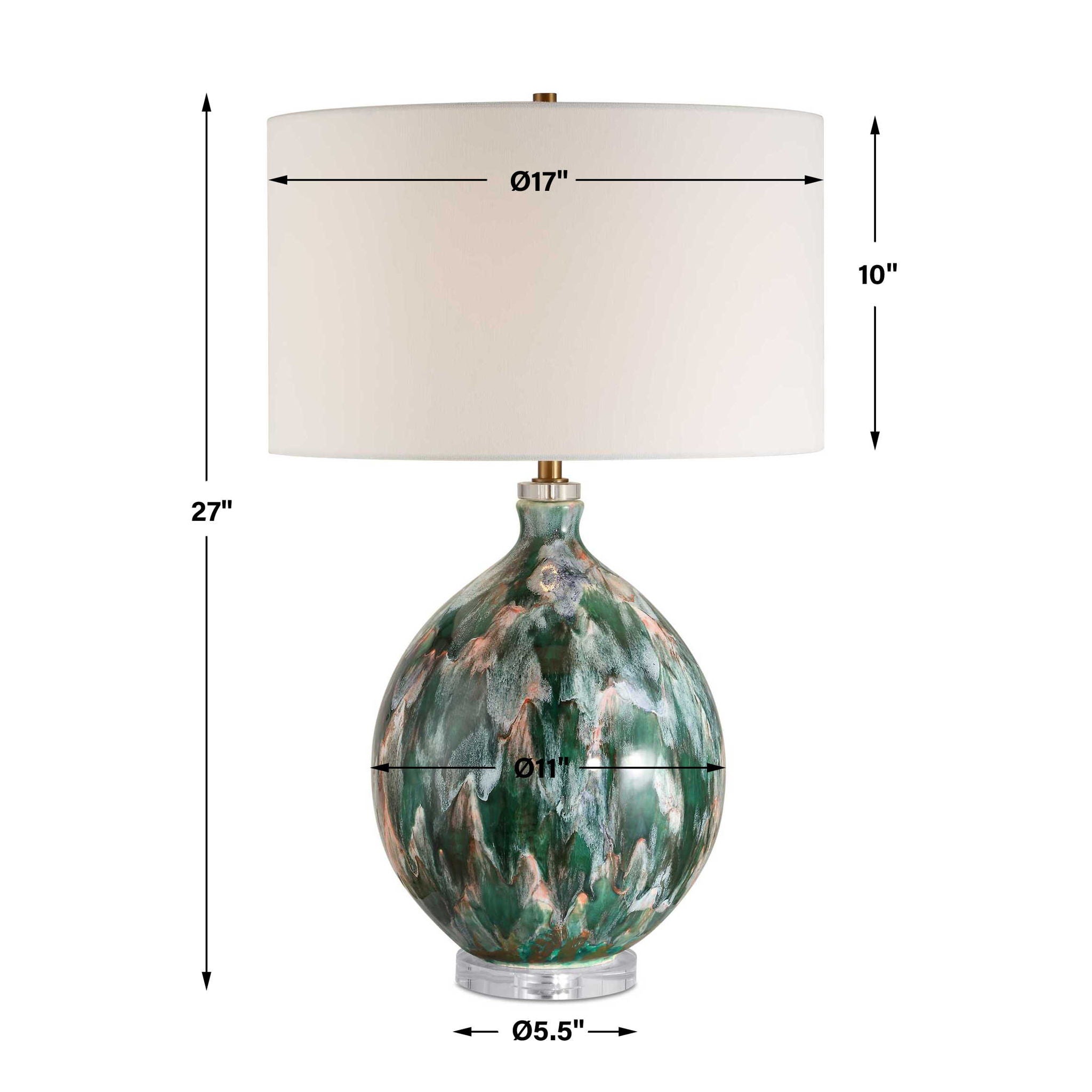 Mihaela - Drip Glaze Table Lamp - Blue / Green
