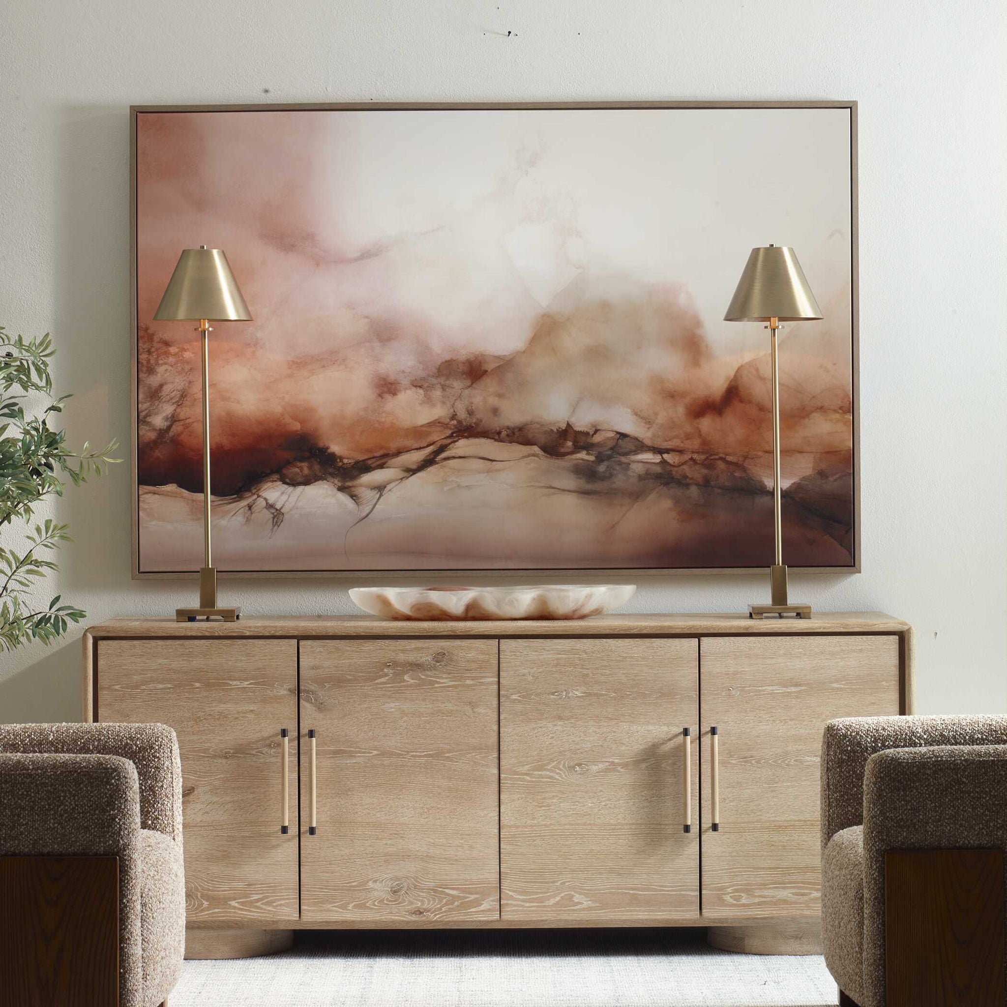 Rise - Framed Modern Canvas - Black / Brown / Orange / White